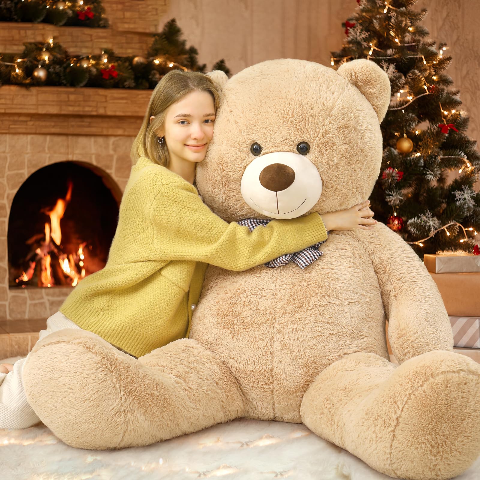MorisMos 140 cm Giant Teddy, Light Brown Large Teddy Bear XXL, Soft Cuddly Bear Plush Bear XXXL, Birthday Gifts Children