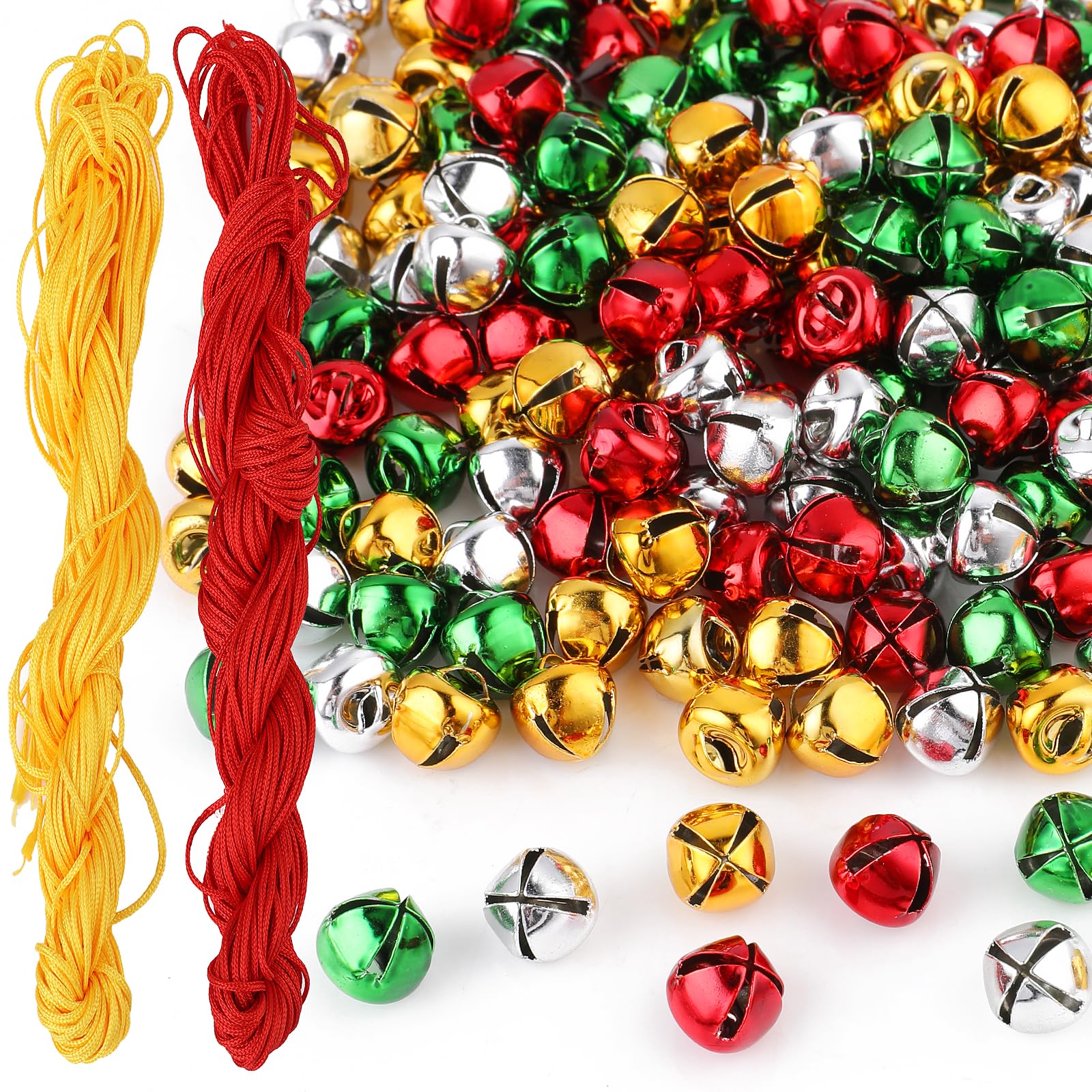 Amaxiu Lot De 200 Mini Cloches De Noël 1cm Avec Cordons - Décoration Festive Multicolore