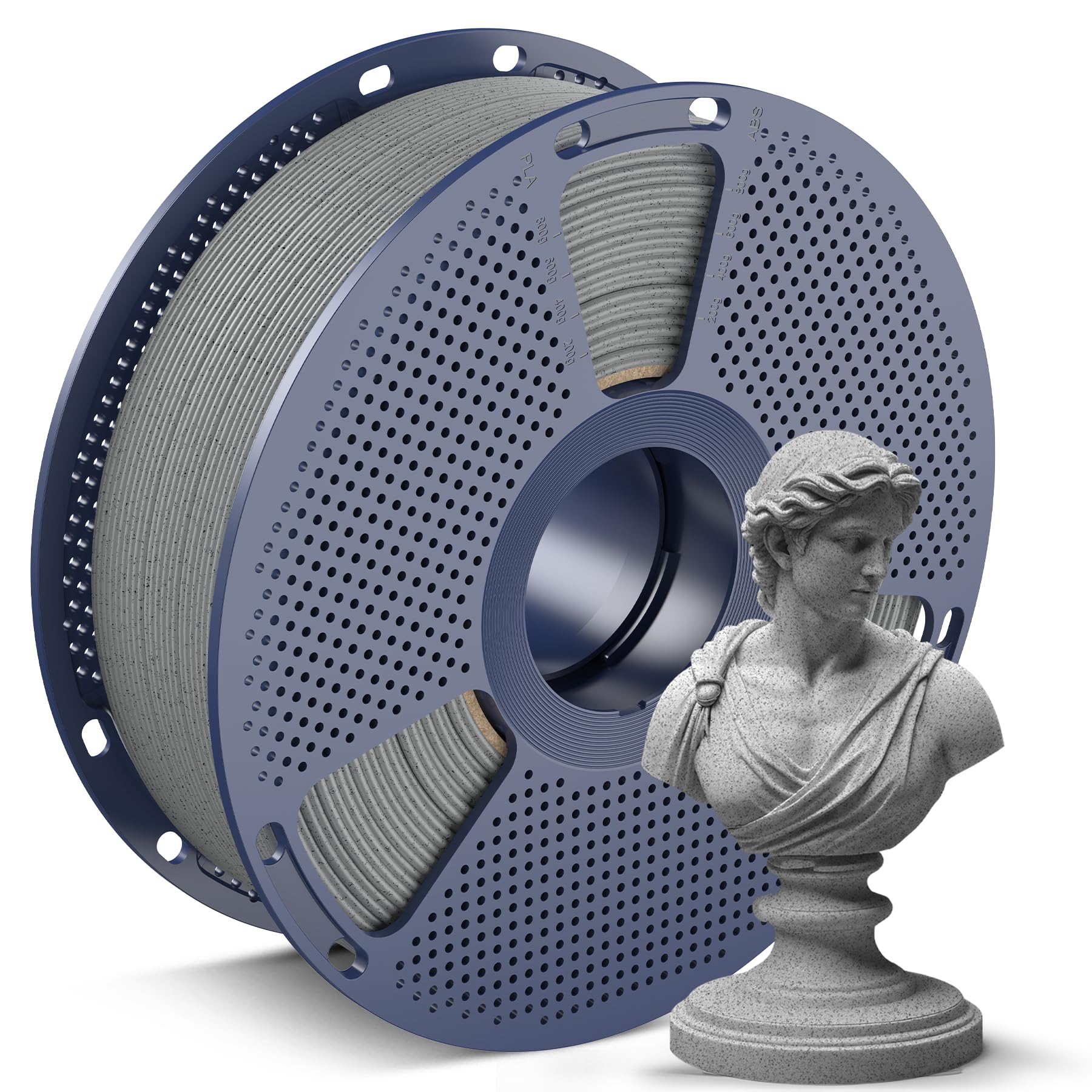 SUNLU High Speed Marmor PLA Filament 1.75mm, 600 mm/s Hohe Geschwindigkeit PLA 3D Druckerfilament, Nnatürliche Marmorähnliche Textur, Glatter Druck, 1kg Zementgrauer Marmor