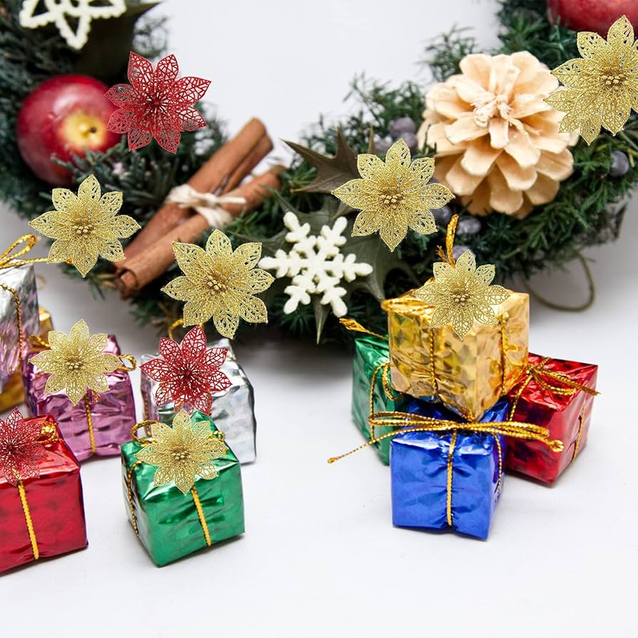 Amazon | Bciuaorクリスマスツリー飾り 人工花 造花 クリスマス