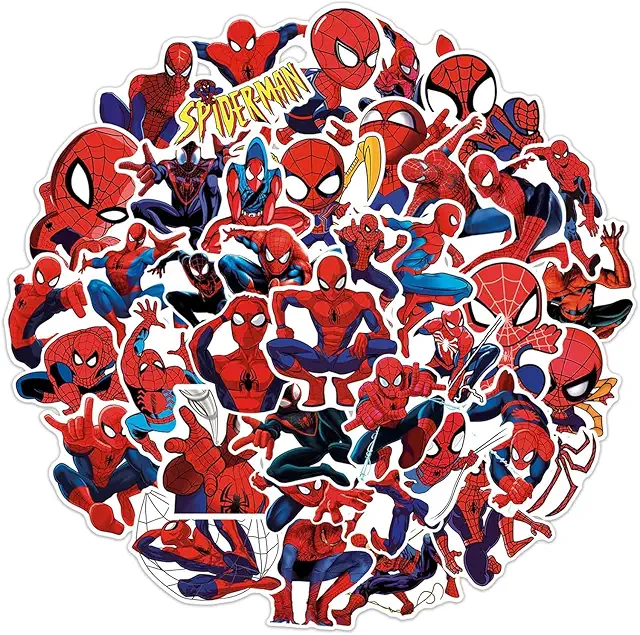 Lot de 100 autocollants Spiderman imperméables pour enfants et adultes