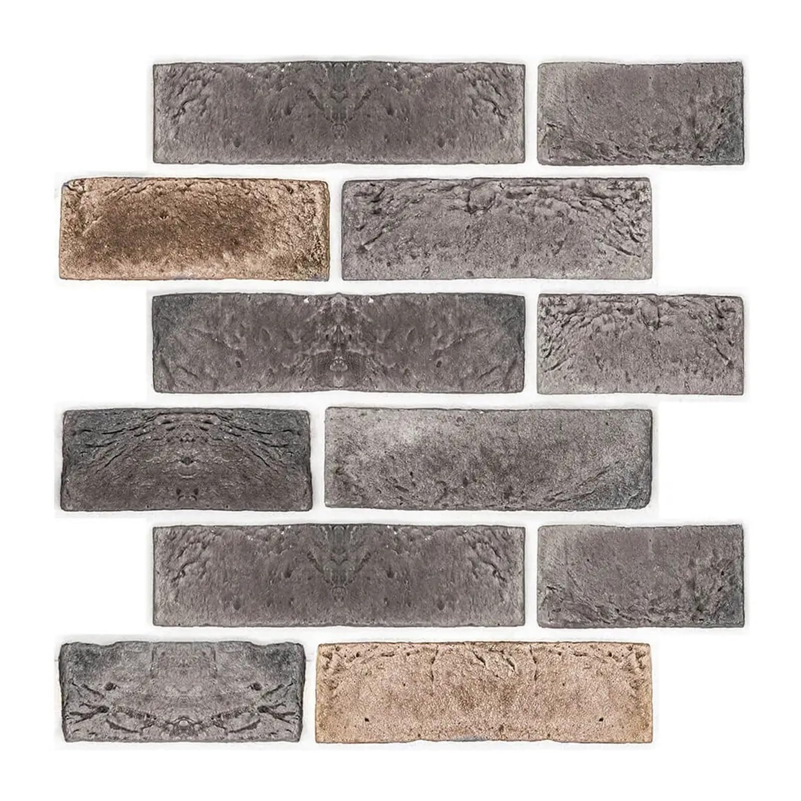Stick On Tiles 1/10pcs 3D Wall Sticker Self-Adhesive Faux Brick Panel Peel and Stick Tile Backsplash(Grey- 1pc)