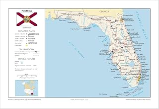 13x19 Florida General Reference Wall Map - Anchor Maps USA Foundational Series - Cities, Roads, Physical Features, and Topography [Rolled]