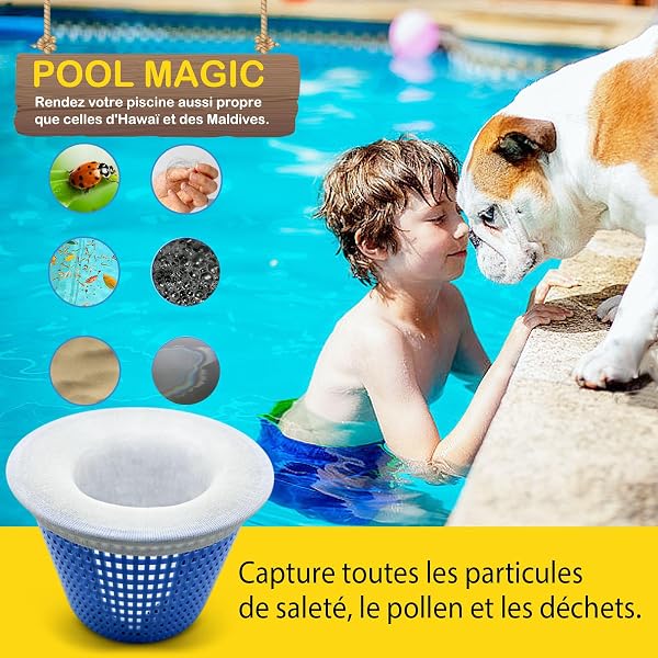 Chaussette Skimmer Piscine 30 Pièce, Réutilisable Chaussette Filtre Piscine, Prefiltre Skimmer Nylon Élastique avec Maillage Ultra-Fin, Chaussettes d'écumeur de Piscine pour les Débris et la Saleté - 2