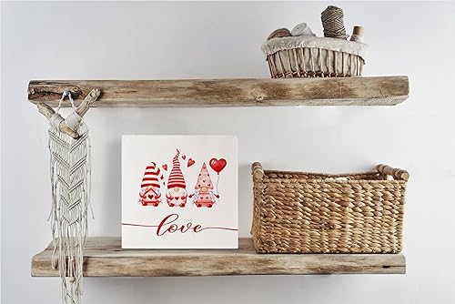 Miniatura 12 de KEUSPI Decoración de mesa de escritorio para el día de San Valentín, letrero de madera para el día de San Valentín, gnomos rosados, decoración