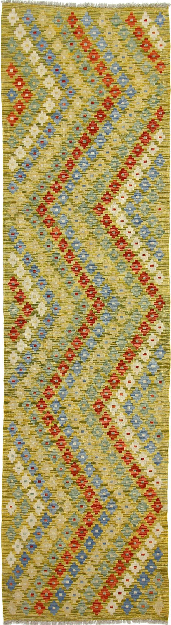 Tapis de course Kilim afghan tissé à la main en laine authentique de 82x300 cm