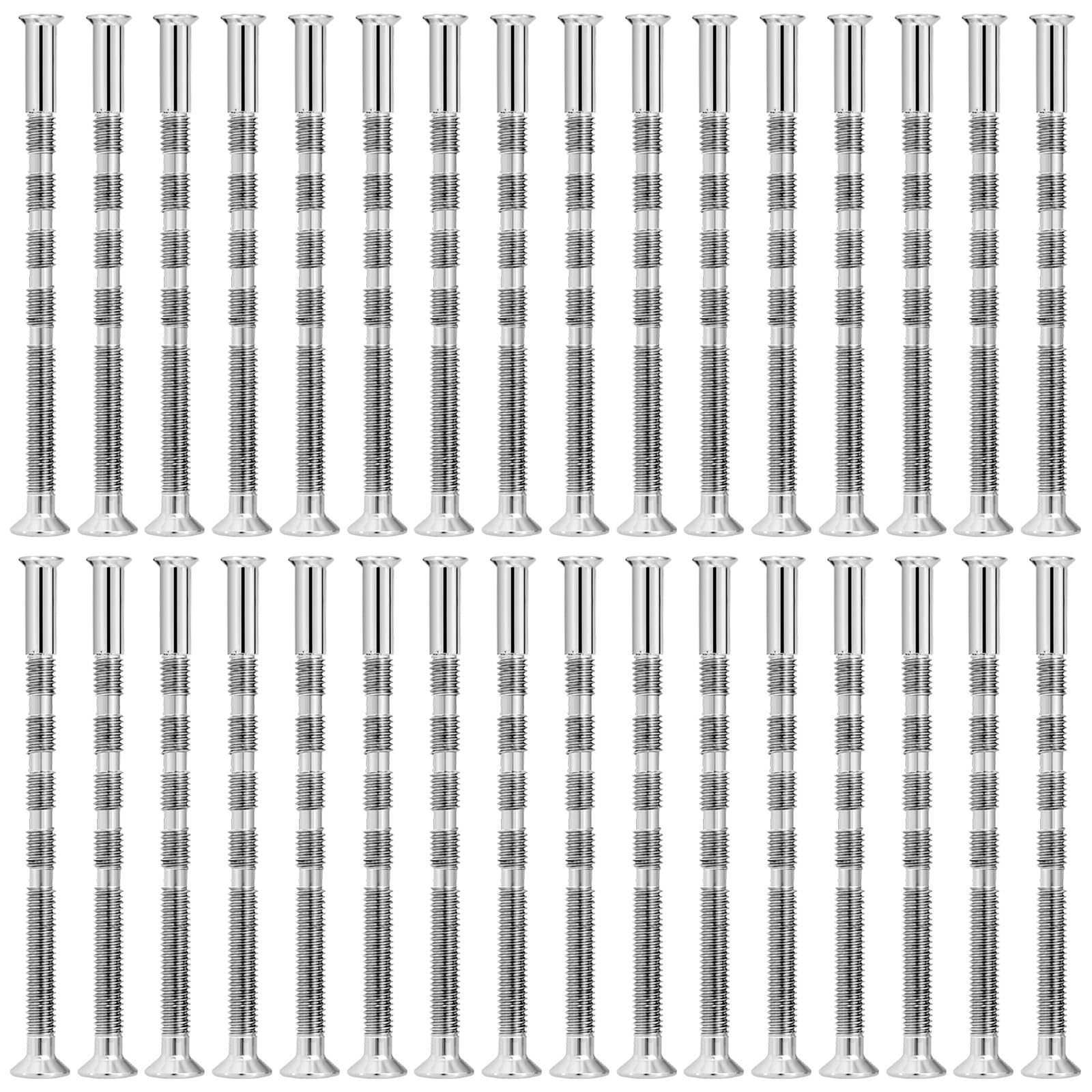 CYLBAQ 32 Sets Door Handle Screws M3 Cabinet Handle Screws with Sleeve Nickle Plated Adjustable Length Fixing Screws for Door Handle Roses Knobs Door Lock and Escutcheons