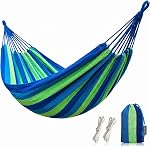 Canvas Hammock 500 lbs Single Camping Hammock Upgraded Thickened Durable Canvas Fabric Super Light and Easy to Carry for Outdoor Indoor Camping Beach and Tree Hanging (Rainbow Colours)
