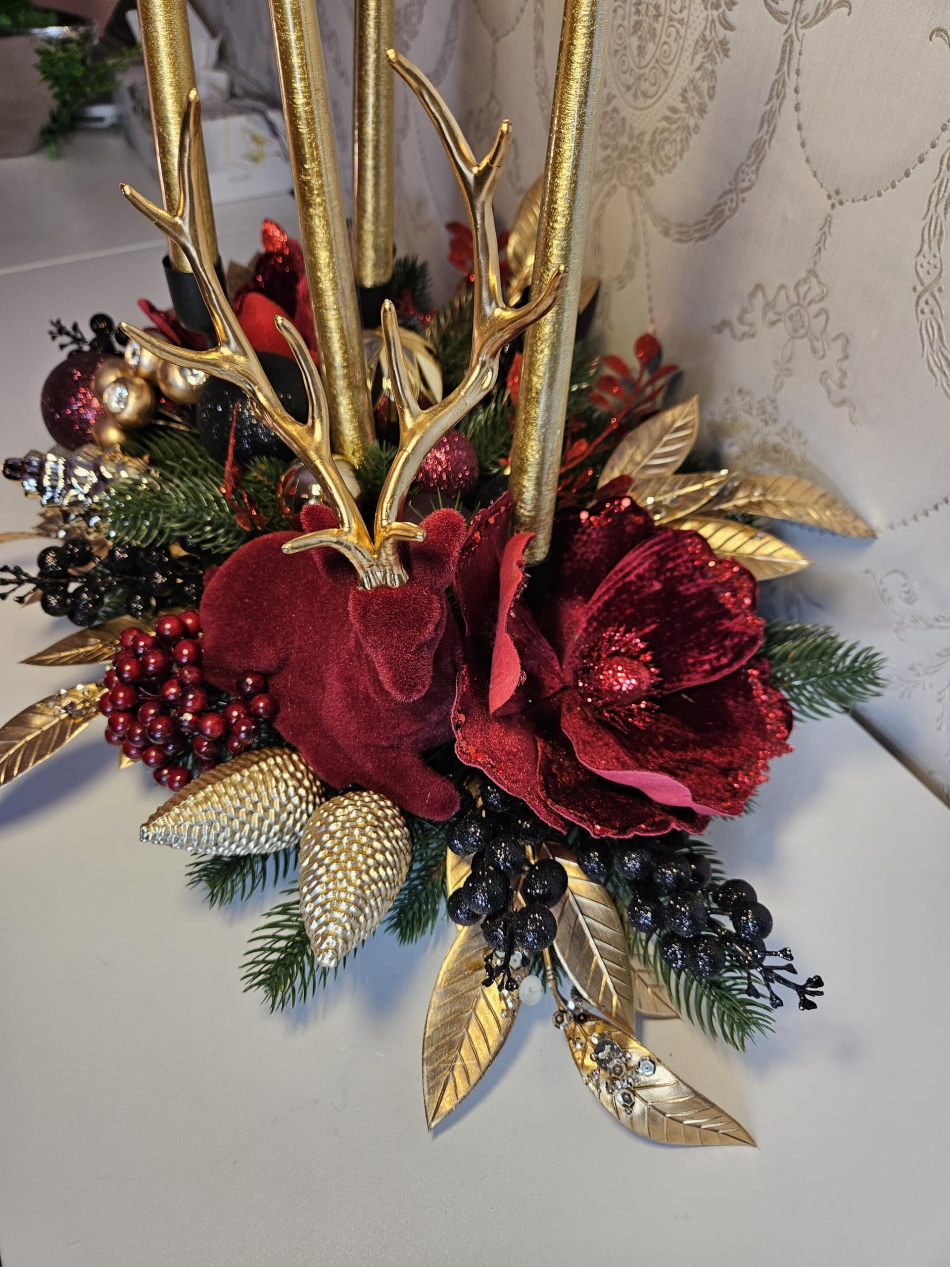 Weihnachtsgesteck + Adventdekoration Kamingesteck, Chrismes, Weihnachtsdeko Weihnachtsblumen Tischdekor, Tischgesteck, Winterdekor,Advent