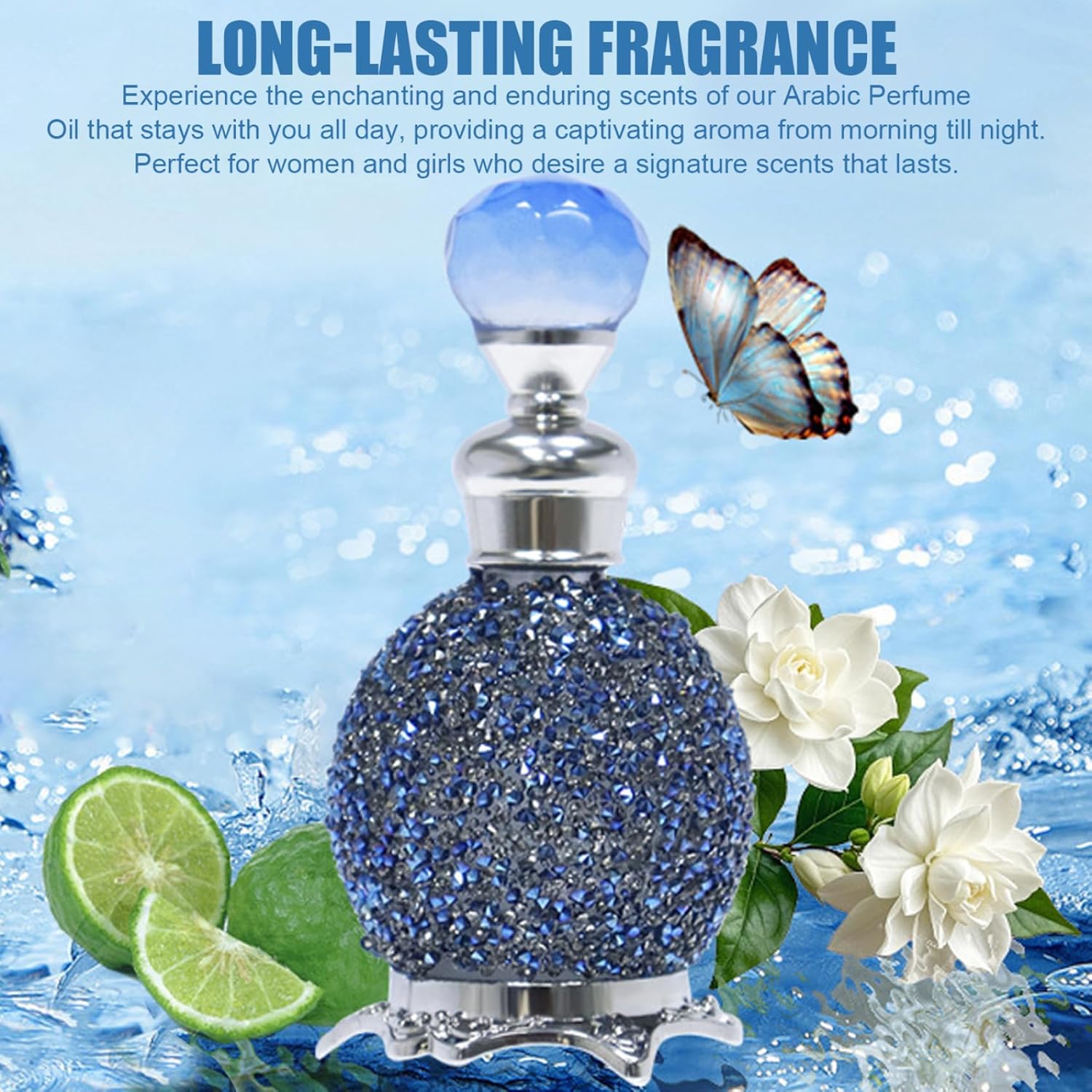 Arabian Perfume Oil Arabic Perfume Oil 15ml Long Lasting Fragrance Dubai with Luxurious Bottle for Women & Girls, with 2Pcs 6ml Random Roll Ball