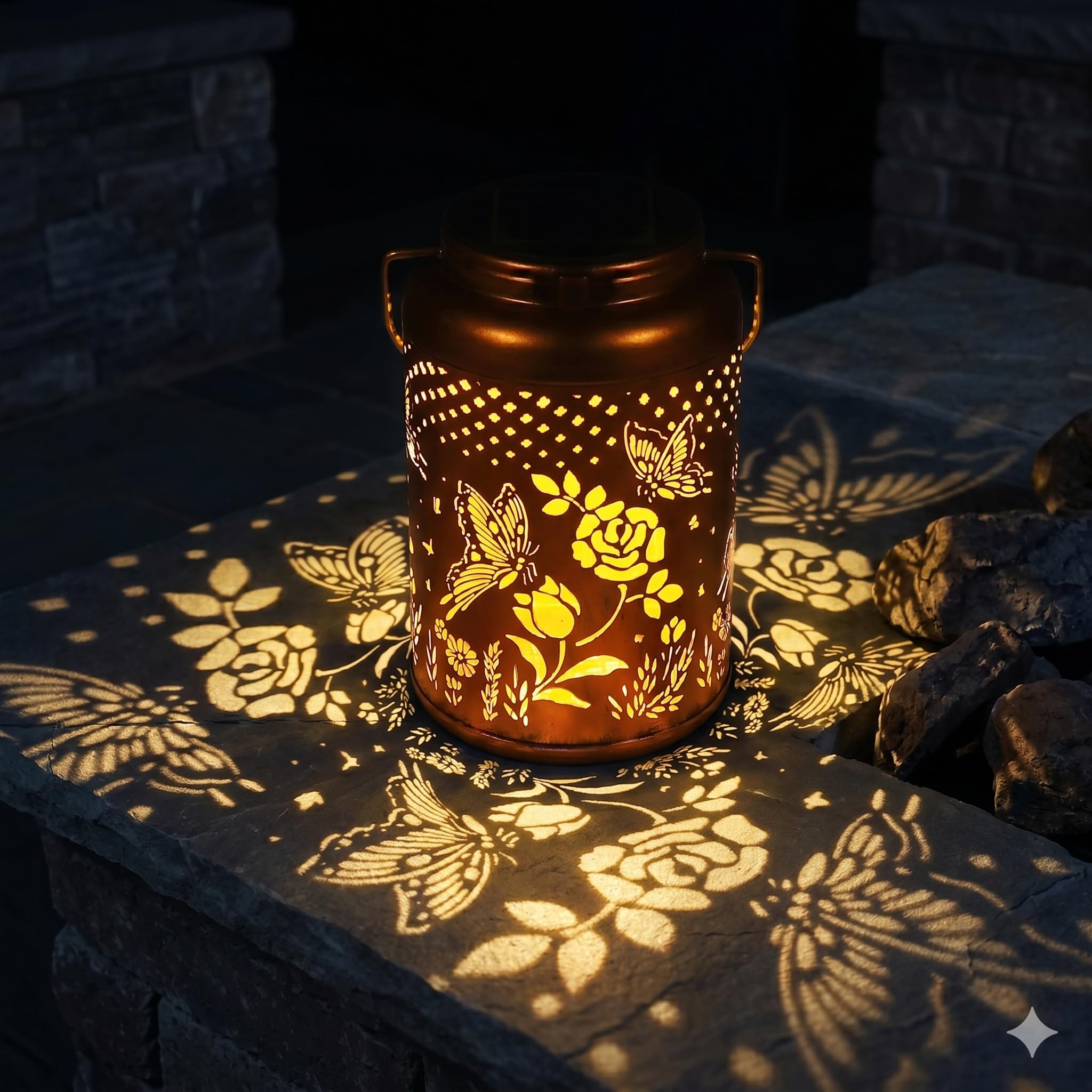 Butterfly Solar Lanterns Outdoor Garden Decor- Solar Lights Waterproof Decorative for Women Mom Grandma Hanging Metal Lights Gardening Gift for Outside for Yard, Patio, Backyard, Farm