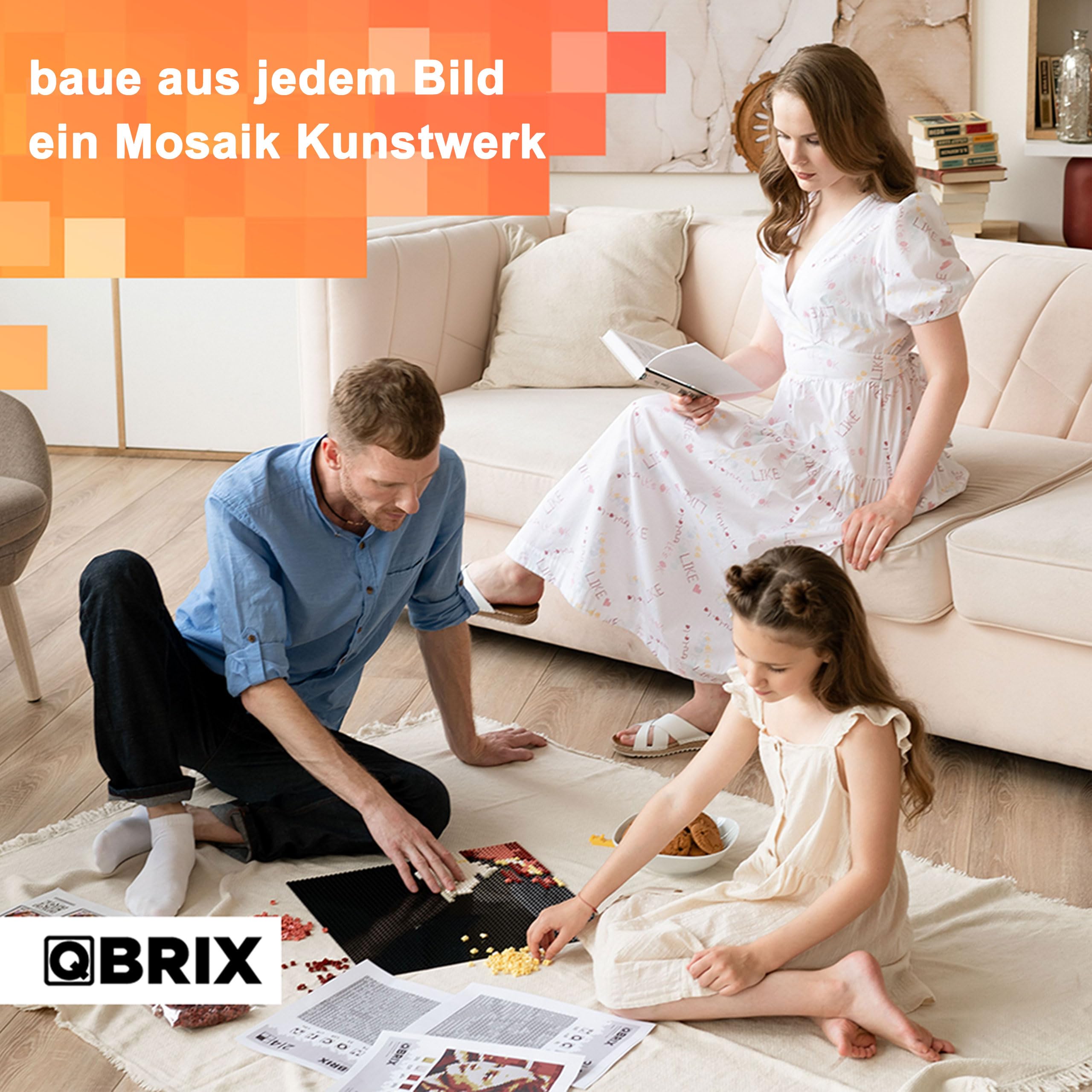 QBRIX Solar- Klemmbaustein Mosaik Foto Bausatz, personalisiertes Geschenk, Benutzerdefiniert, Bild Baukasten, Bauset, Pixel Art Kunst Steckbaustein Gemälde…