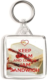 Keep Calm and Love a Jam Sandwich - Square Keyring