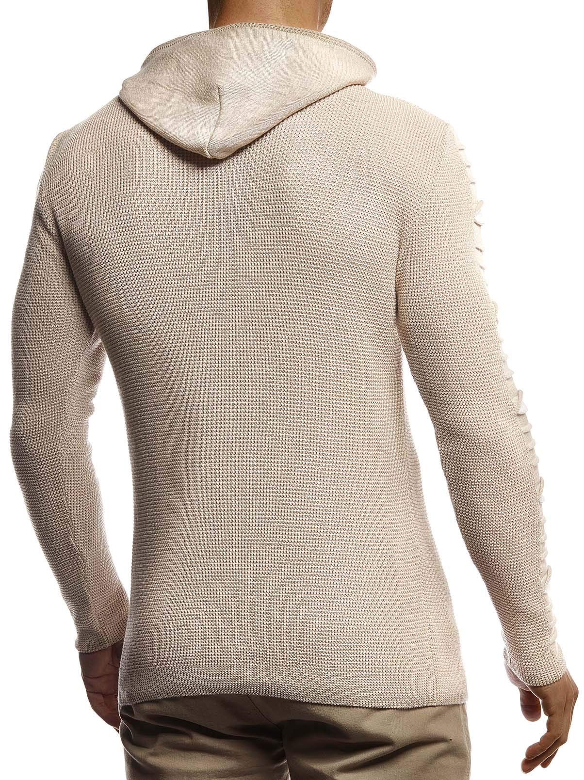 Leif Nelson Herren Strickpullover Pullover mit Kapuze Hoodie für Männer Pulli für Winter Kapuzenpullover Slim Fit Longsleeve Langarm Crew Neck LN1740