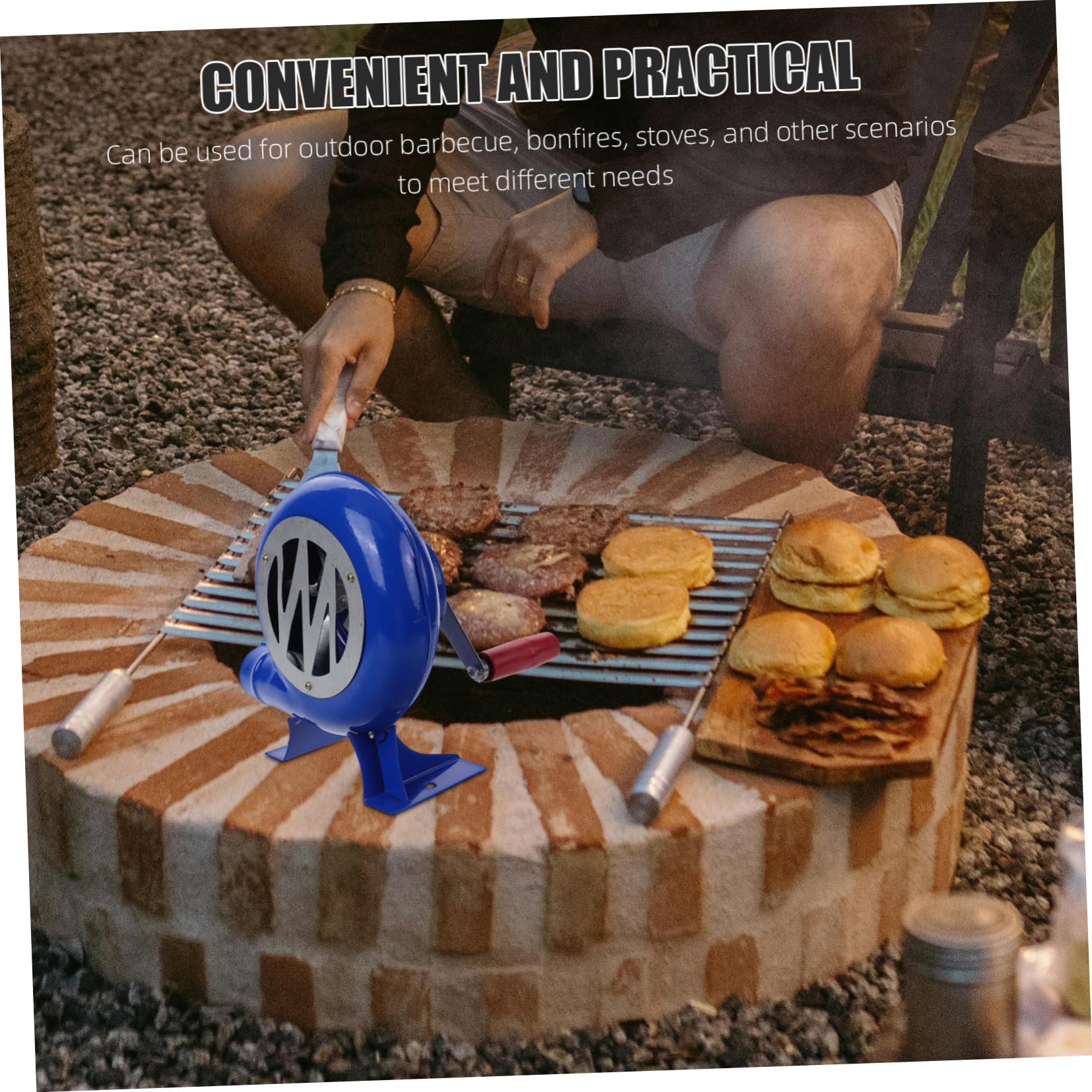 Soffiatore Manuale Portatile Per Barbecue e Campeggio Ventilatore Manovella Per Accendere Fuochi e Facile Da Usare e Pratico Per Outdoor