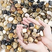 OUPENG Polished River Rocks, Natural Mixed Color Pebbles Gravel - 2 lbs Smooth Decorative Stones for Gardens, Aquariums & Crafts