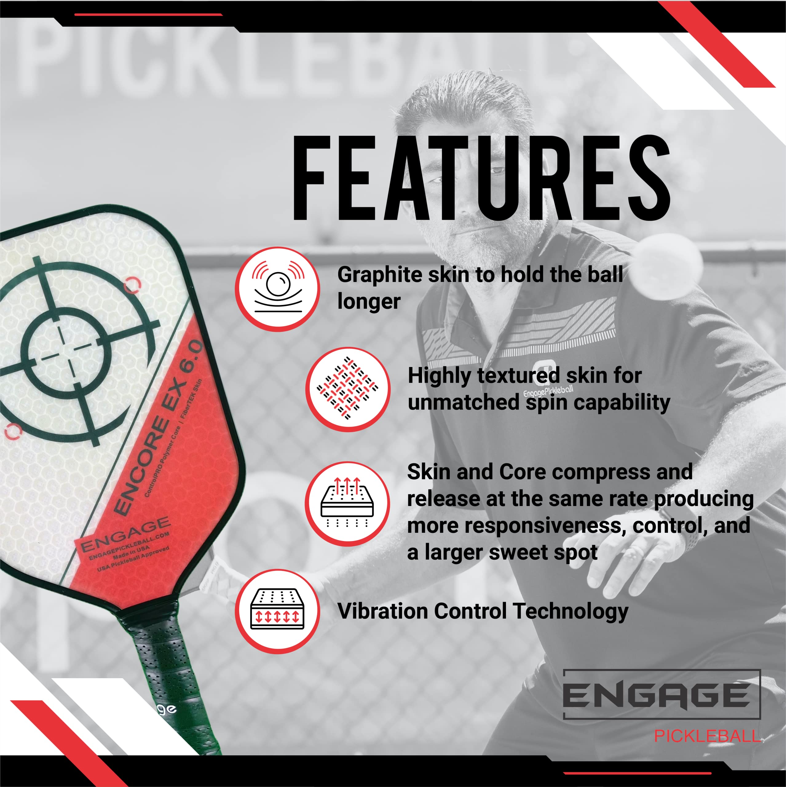 Amazon.co.jp: Engage Pickleball Encore EX 6.0 ピックルボールパドル 