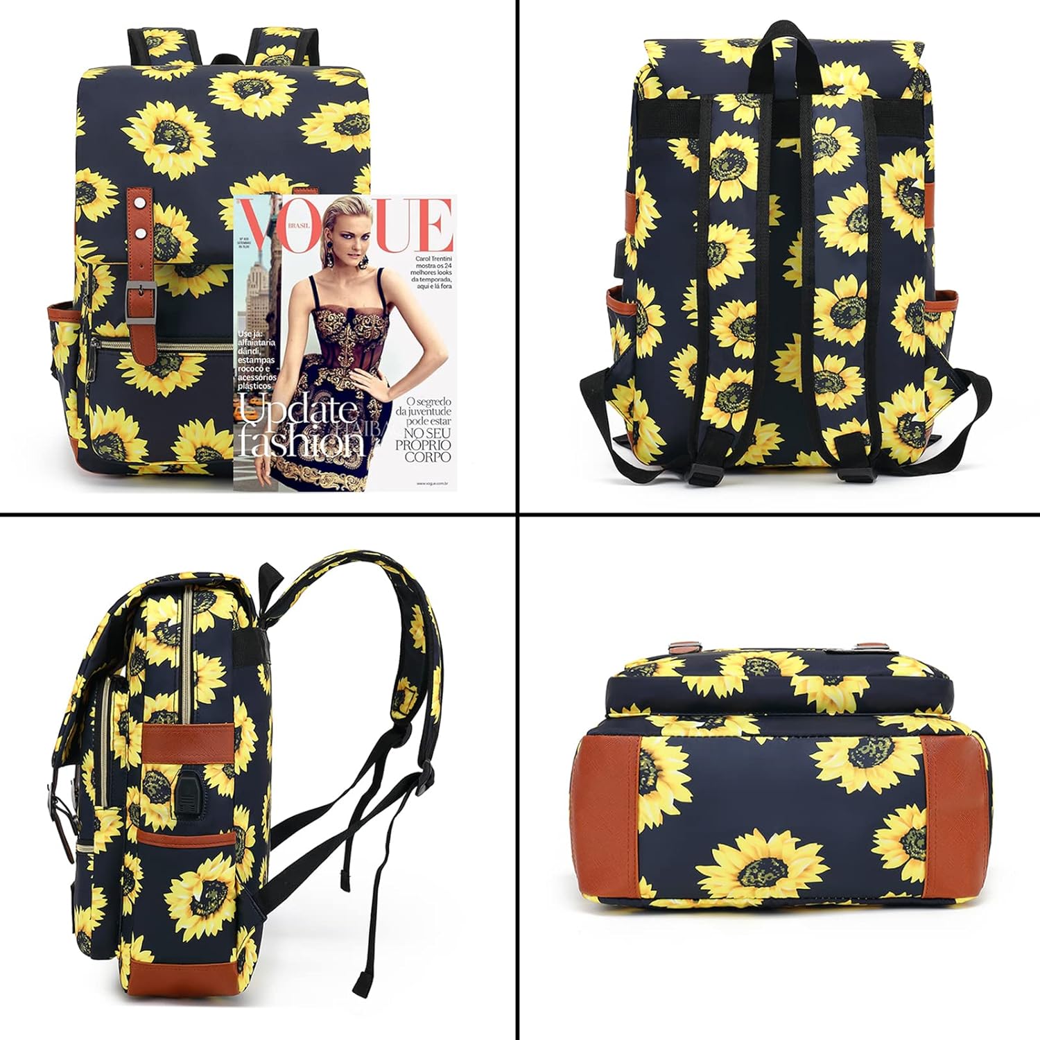 YGR Floral Laptop Backpack for Women, Female, School, Travel, Business, Outdoor Sports, Office, Work - Image 4