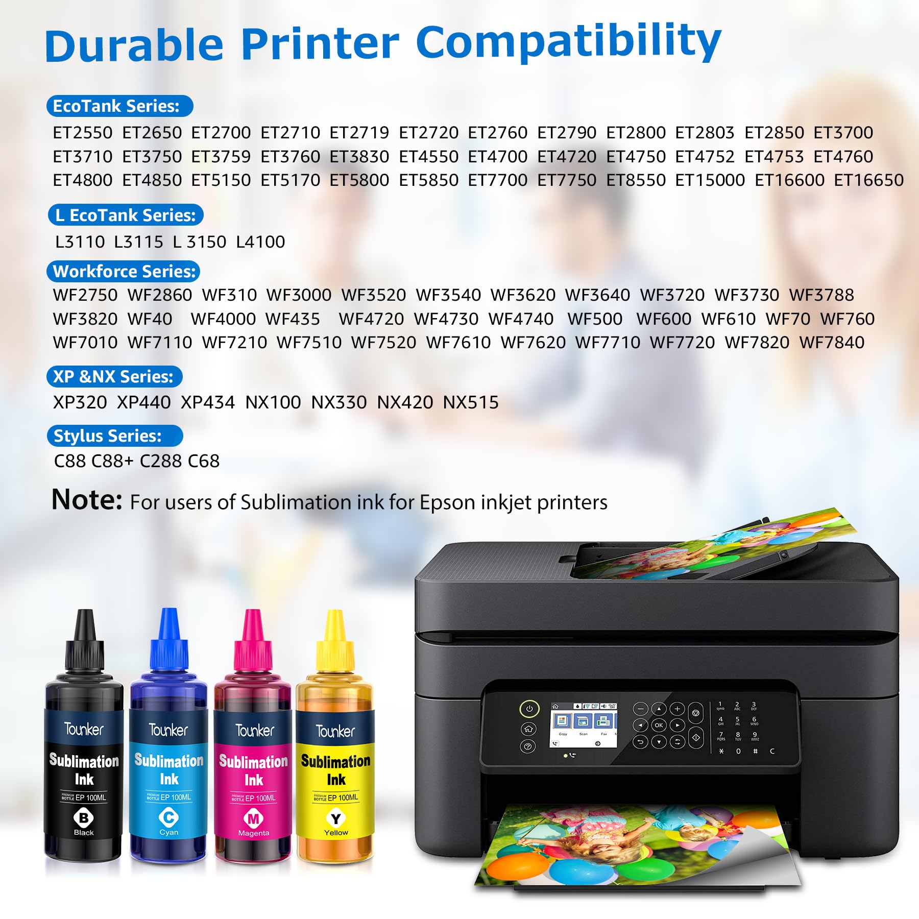 Printers Jack 400ml Sublimation Ink for Epson C88 C88+ WF7710 ET2720 ET4700 ET2760 ET2750 WF7820 Inkjet Printers Heat Press Transfer on Mugs Plates Po