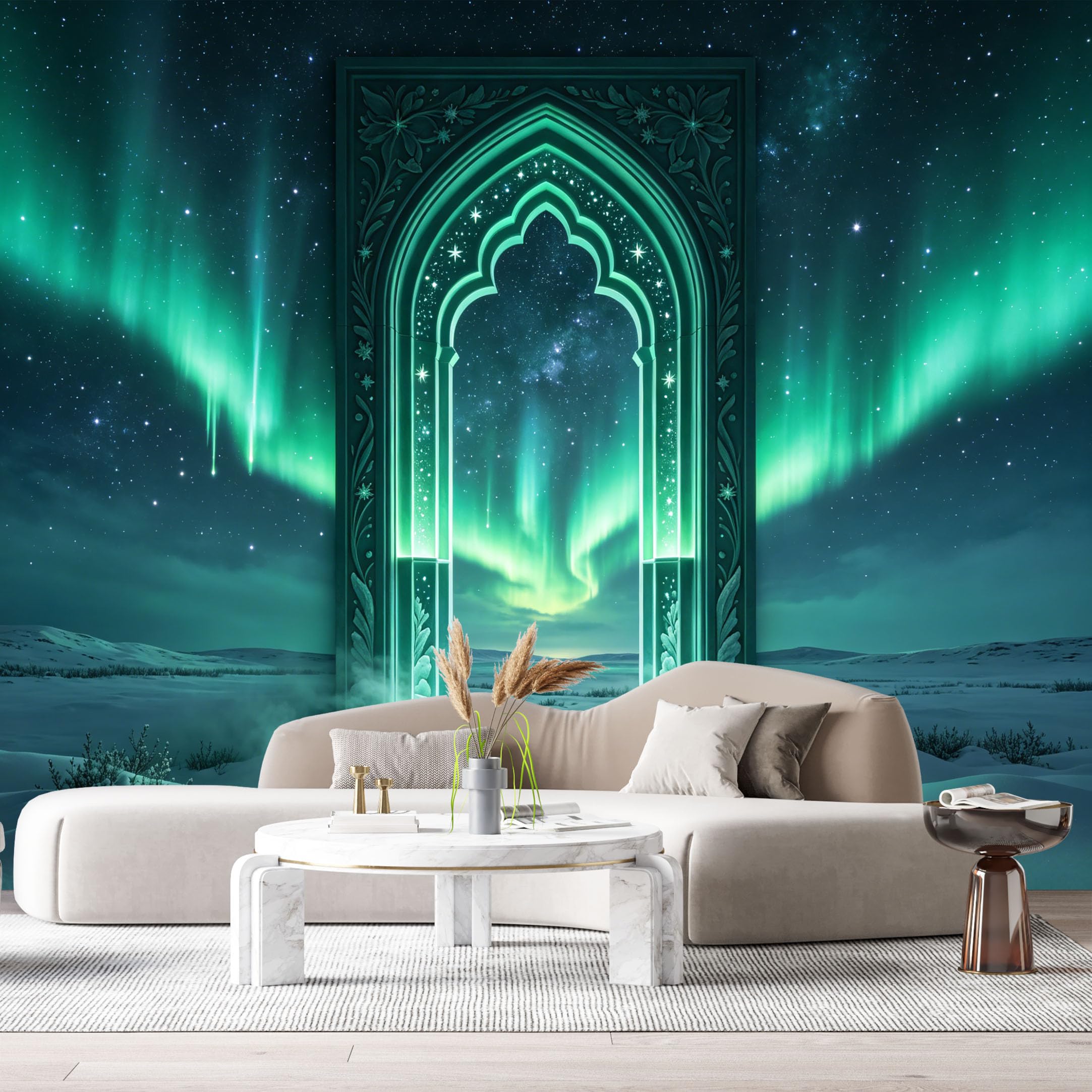 Custom Size Wall Murals Fantasy Aurora Portal Geometric 3D Trompe L'Oeil SelfAdhesiveWall Fabric Removable Wallpaper Wall Decor for Living Room Bedroom Bathroom