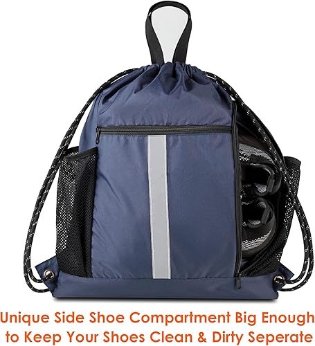 Miniatura 6 de BeeGreen Bolsas de gimnasio para piscina, deportes, playa, malla con cordón, mochila con cordón para hombres y mujeres, mochila con compartimento