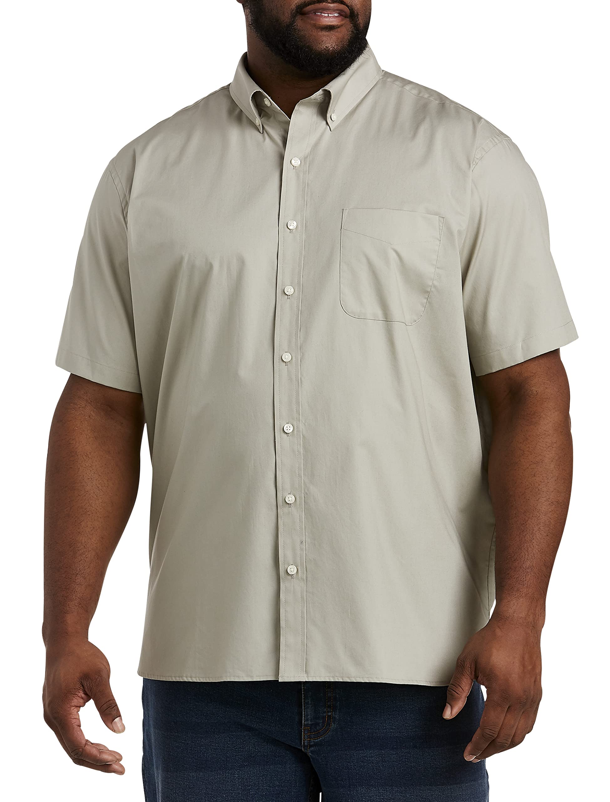 Dxl Big And Tall Essentials Poplin Sport Shirt Grey 3xlt