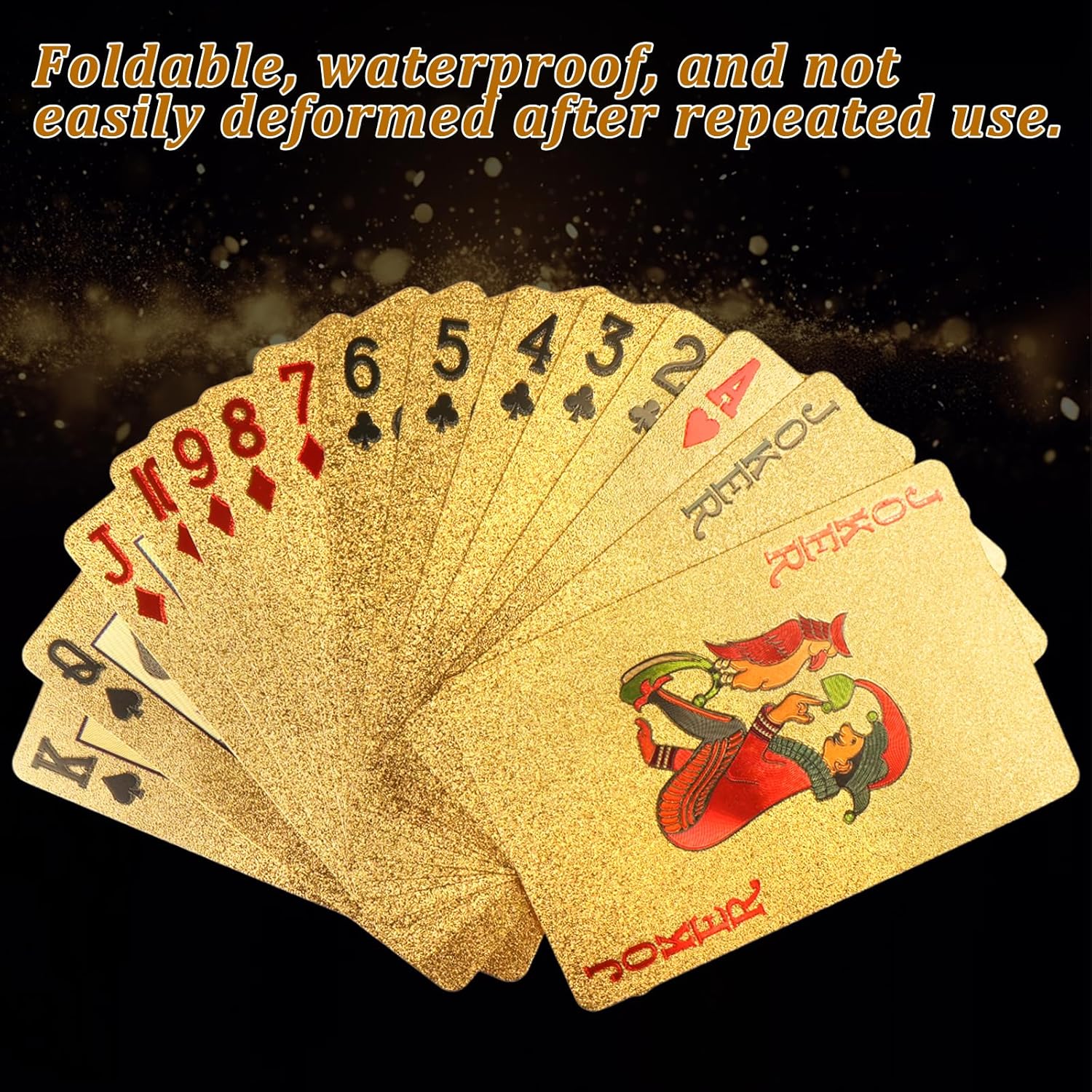 4 Decks Waterproof Playing Cards Plastic Gold Foil Playing Card Standard Poker Cards 4 Colors Cool Games Gifts for Adults Family Party and Game(Gold Silver Rose Gold Black)