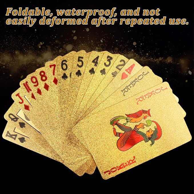 Cartas de Póker Impermeables 4 Mazos Plásticos Doradas miniatura 5