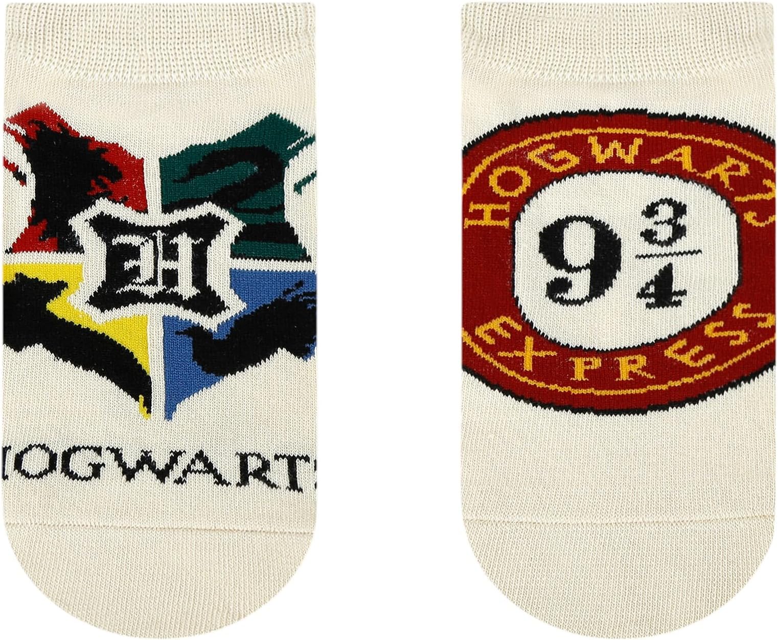 SocksXpress Harry Potter Hogwarts Crest & Hogwarts Express Lowcut Socks for Women | Made with Cotton and Spandex Lowcut Ankle socks for women (Pack of 2)- Cream