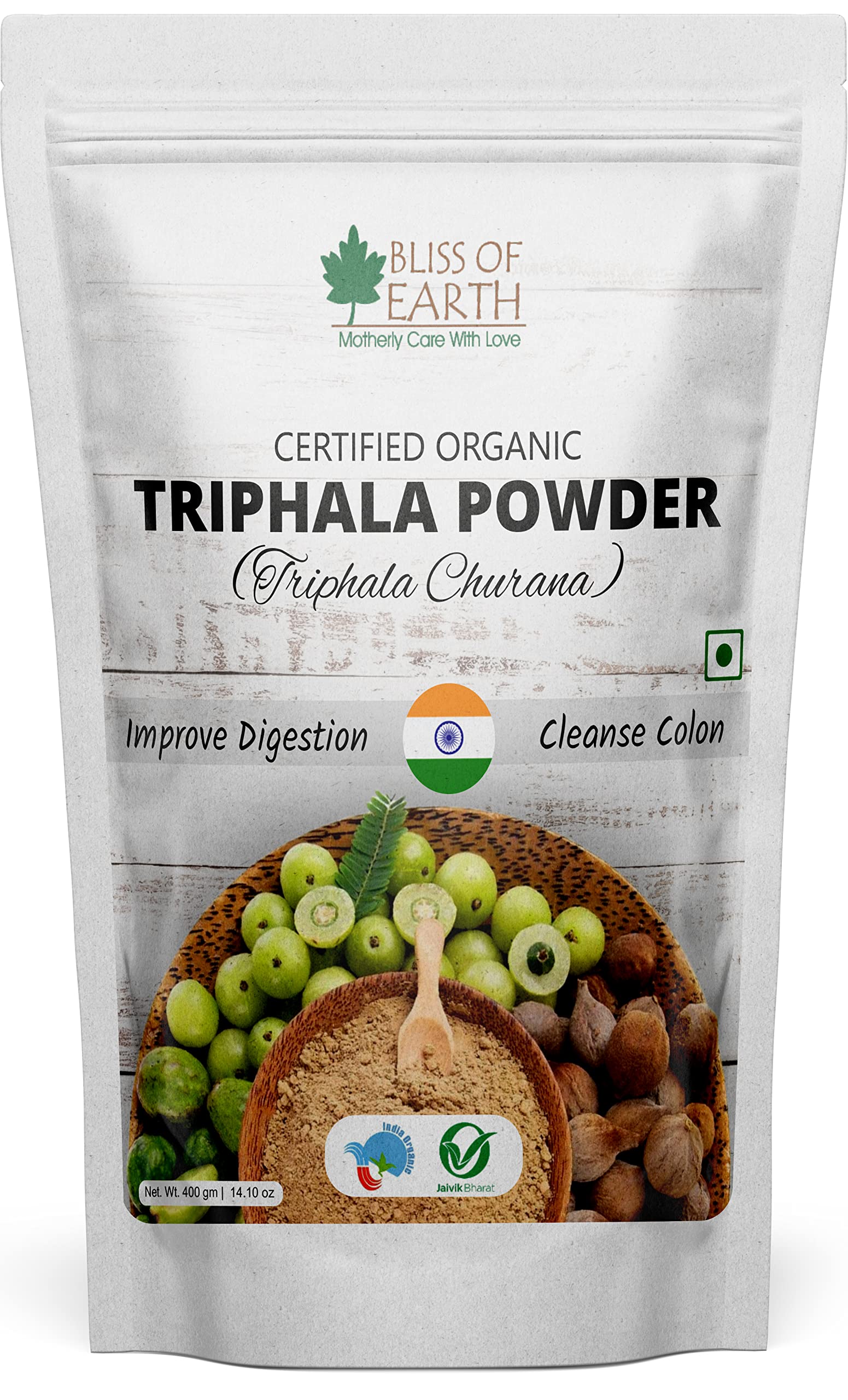 Organic Triphala Powder Churan 100% Pure Ayurvedic Herbal Blend Help for Detox & Digestion Support Boost Immunity 400gm