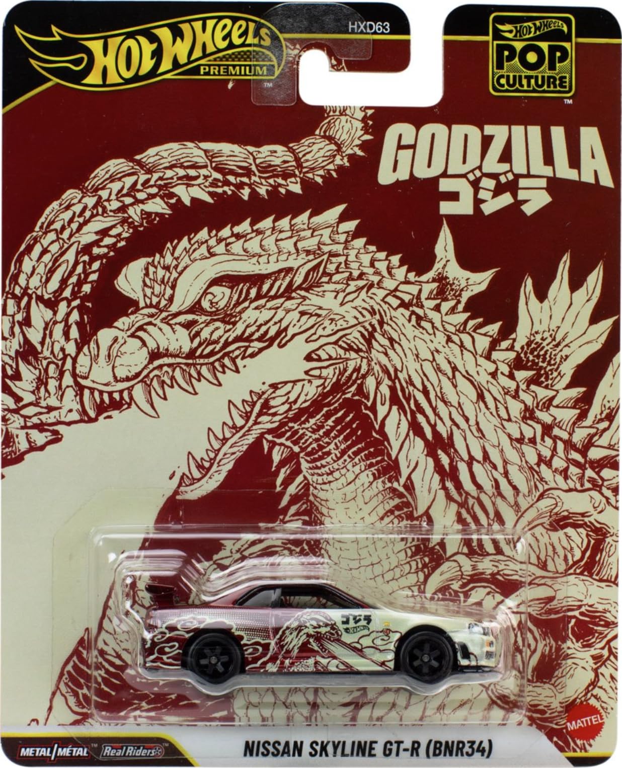 ホットウィール　ポップカルチャー　ゴジラ　日産　スカイライン　GT-R R34 Amazon.com: Hot Wheels Pop Culture Nissan Skyline GT-R BNR34 Die