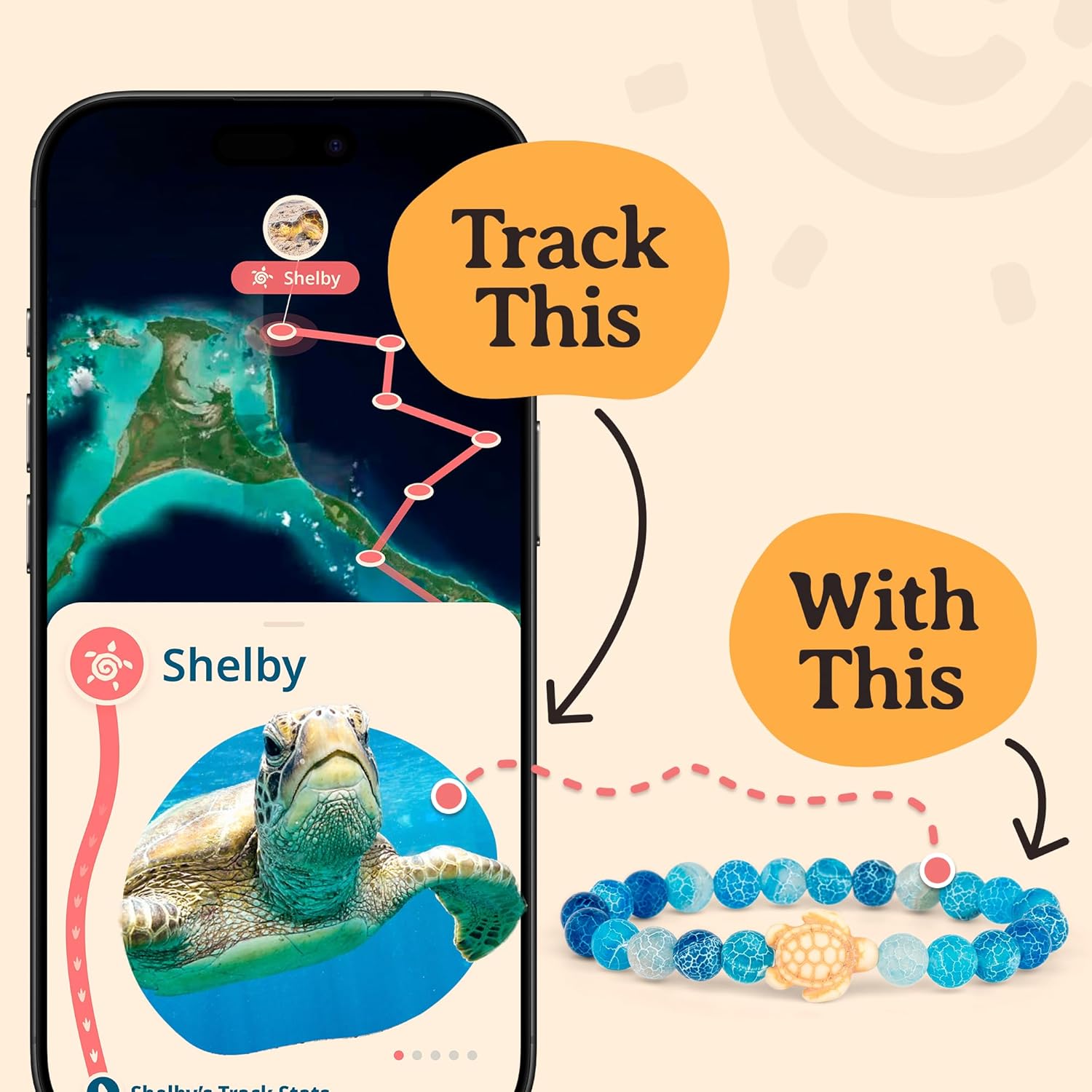 Fahlo Sea Turtle Tracking Bracelet – Track a Real Sea Turtle’s Journey – Supports Wildlife Conservation – Elastic, One Size Fits Most – on Interactive Mobile App Map – Unisex Ocean Conservation Gift - Image 7