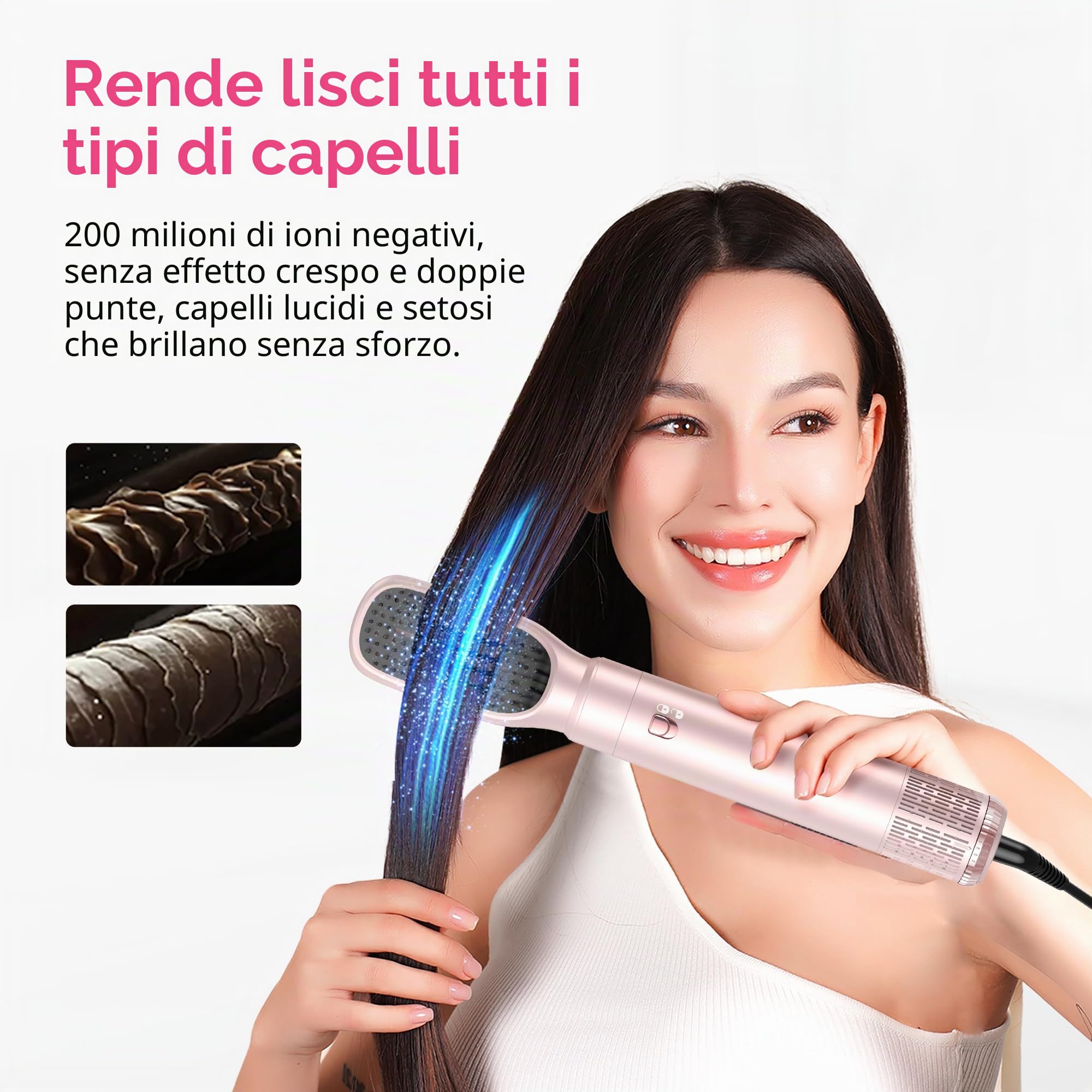 MogaWave Pro air styler 6 in 1 Hair Styler & Spazzola Asciugacapelli, phon arricciacapelli ad aria, asciugacapelli spazzola, spazzola aria calda, spazzola phon per capelli, senza danni da calore