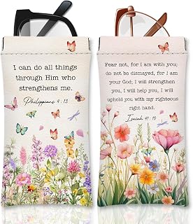 Bible Floral Chirstian 안경 선글라스 케이스 PU 소프트 스퀴즈 탑 안경 파우치 여성 학생용
