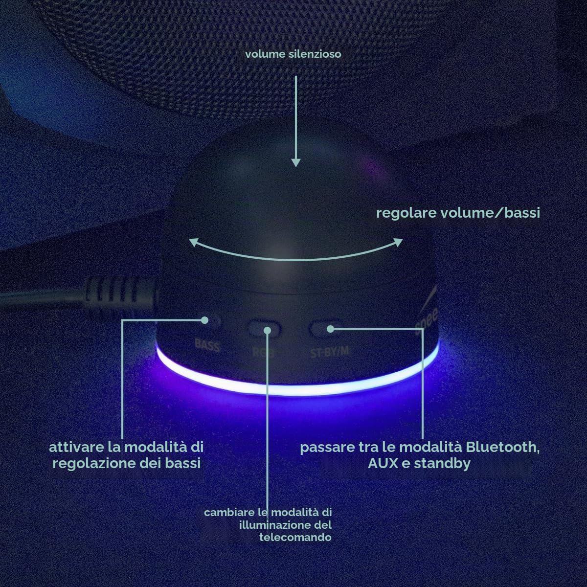Speedlink GRAVITY LT Sistema di Altoparlanti Bluetooth 2.1 - con Subwoofer in legno, Altoparlanti Multimediali attivi 80 watt, jack AUX da 3,5 mm, telecomando da tavolo RGB, nero