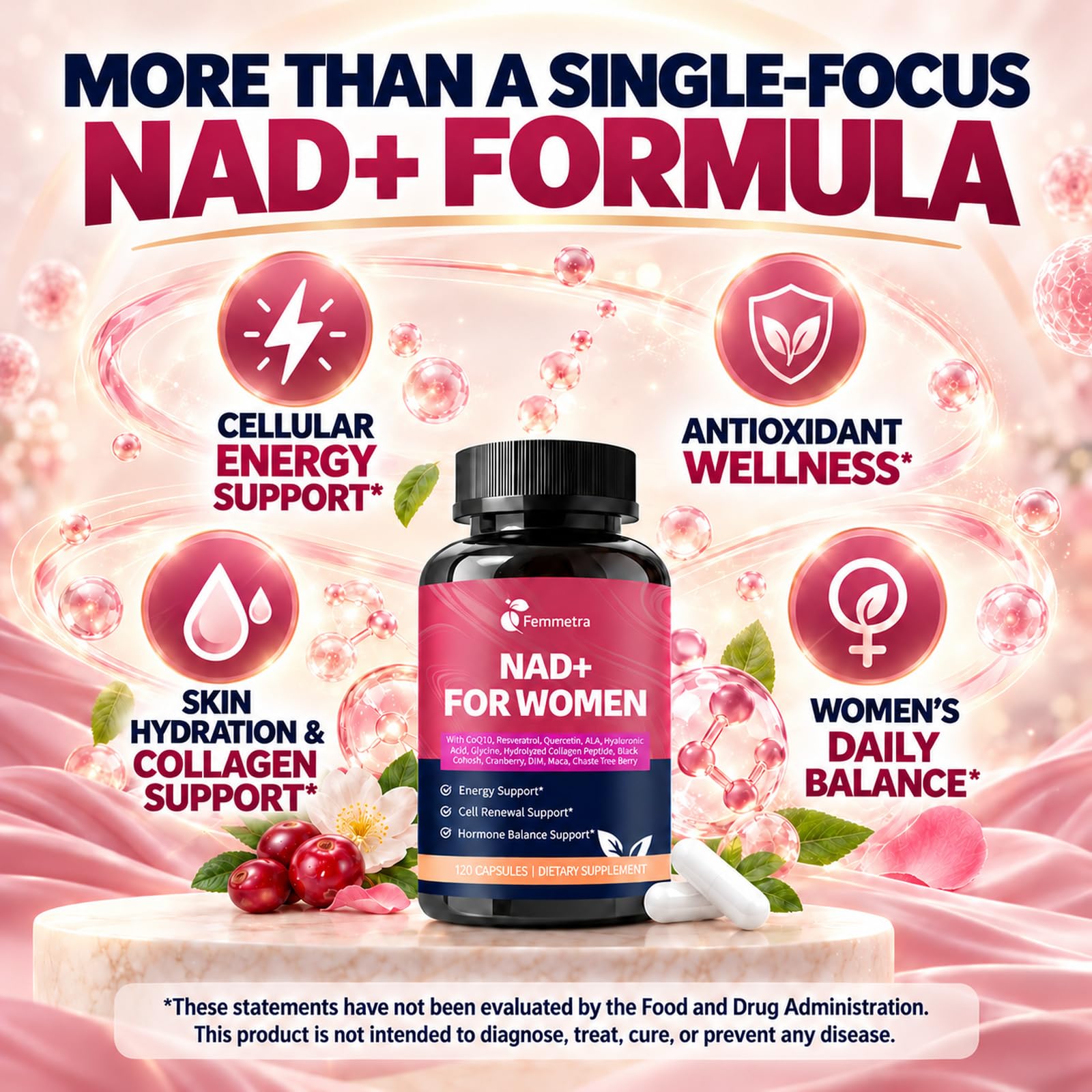 Liposomal NAD+ Supplements for Women 1305mg, 120 Vegan Capsules — Amazon image 4