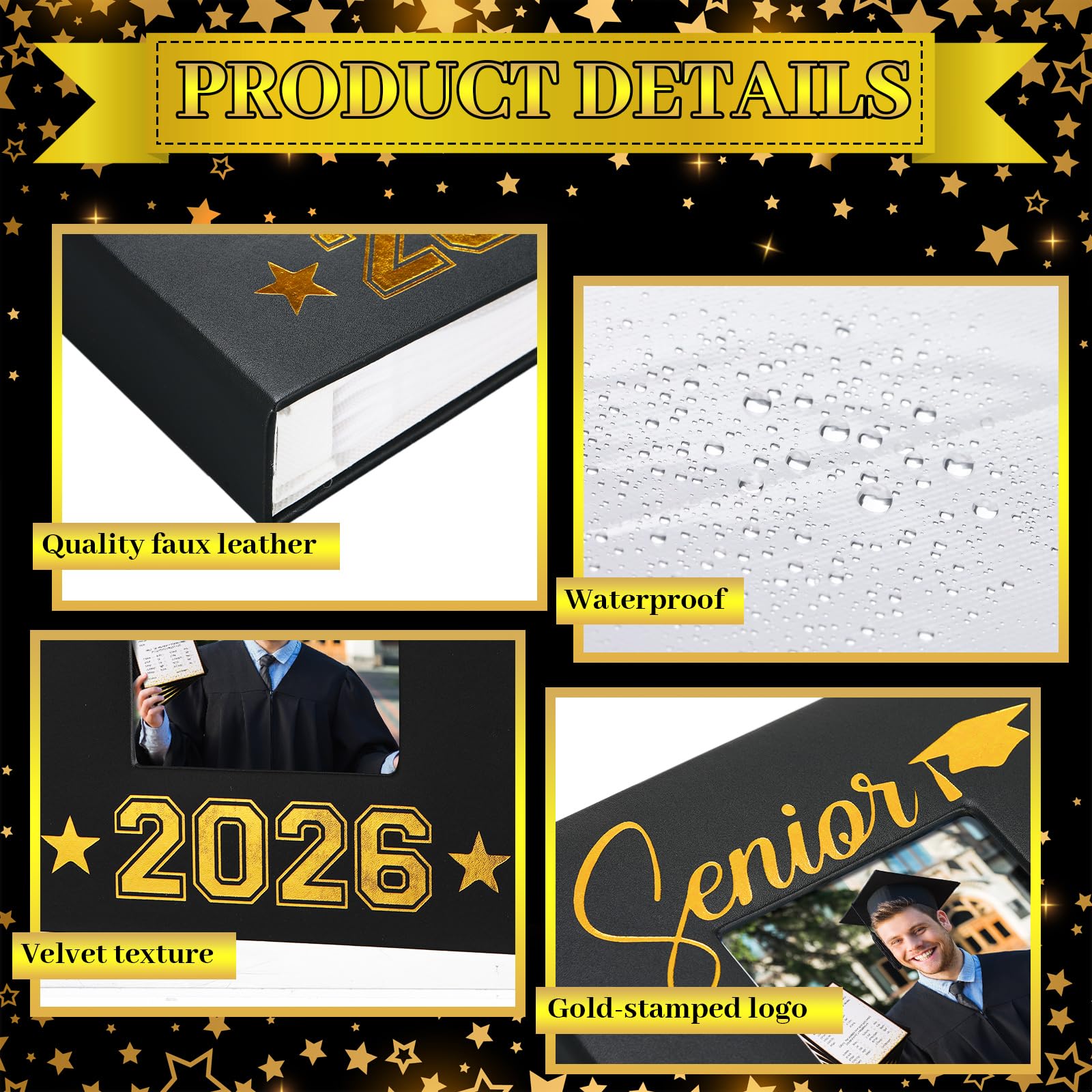ReliThick Album fotografico, contiene 200 album fotografici in pelle 2026 da 10 x 15 cm, con finestra frontale, album di ricordi, per vacanze, regalo di Natale, università, scuola superiore, regalo