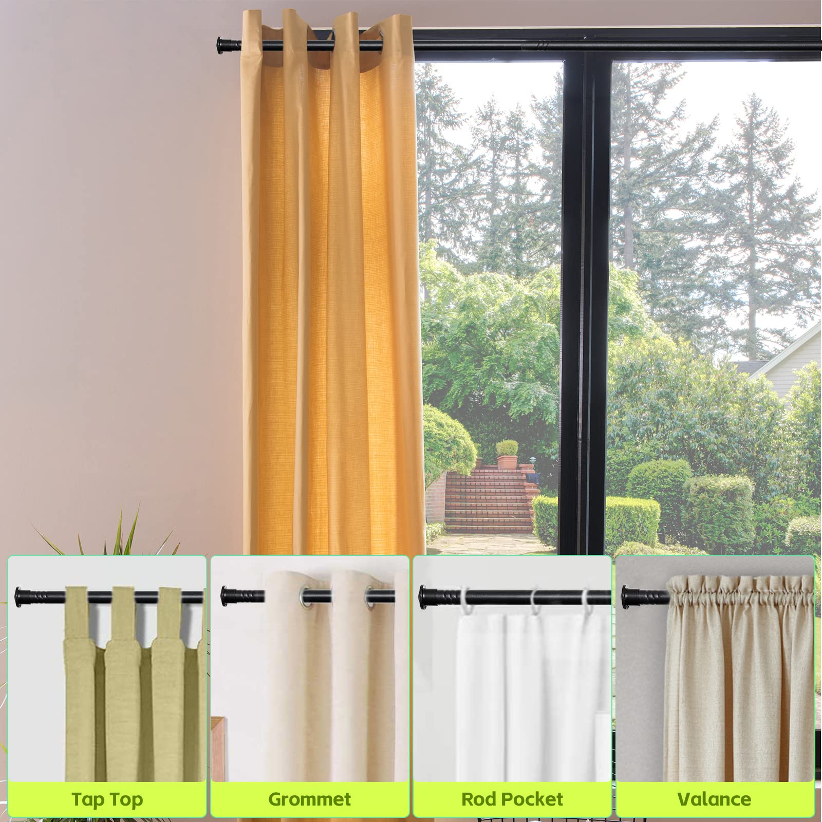 Harrms set van 2 gordijnroeden voor gordijnen met ringen, 16 mm matzwarte voile gordijnroede 76-152 cm, metalen gordijnroede met verstelbare beugels en eindkappen voor slaapkamer, woonkamer Harrms set van 2 gordijnroeden voor gordijnen met ringen, 16 mm matzwarte voile gordijnroede 76-152 cm, metalen gordijnroede met verstelbare beugels en eindkappen voor slaapkamer, woonkamer