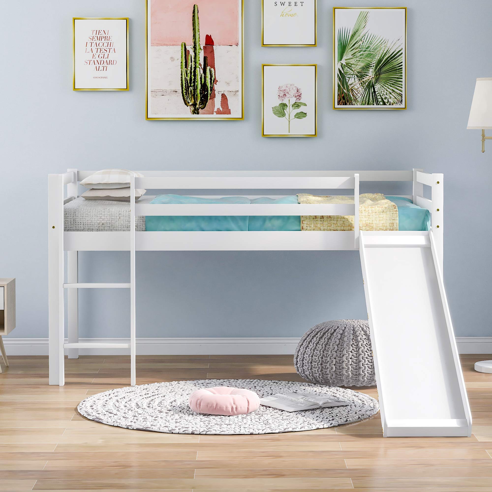 Buy Children's Bed Frame 3FT, Bunk Bed for Kids with Ladder (Kids Cabin