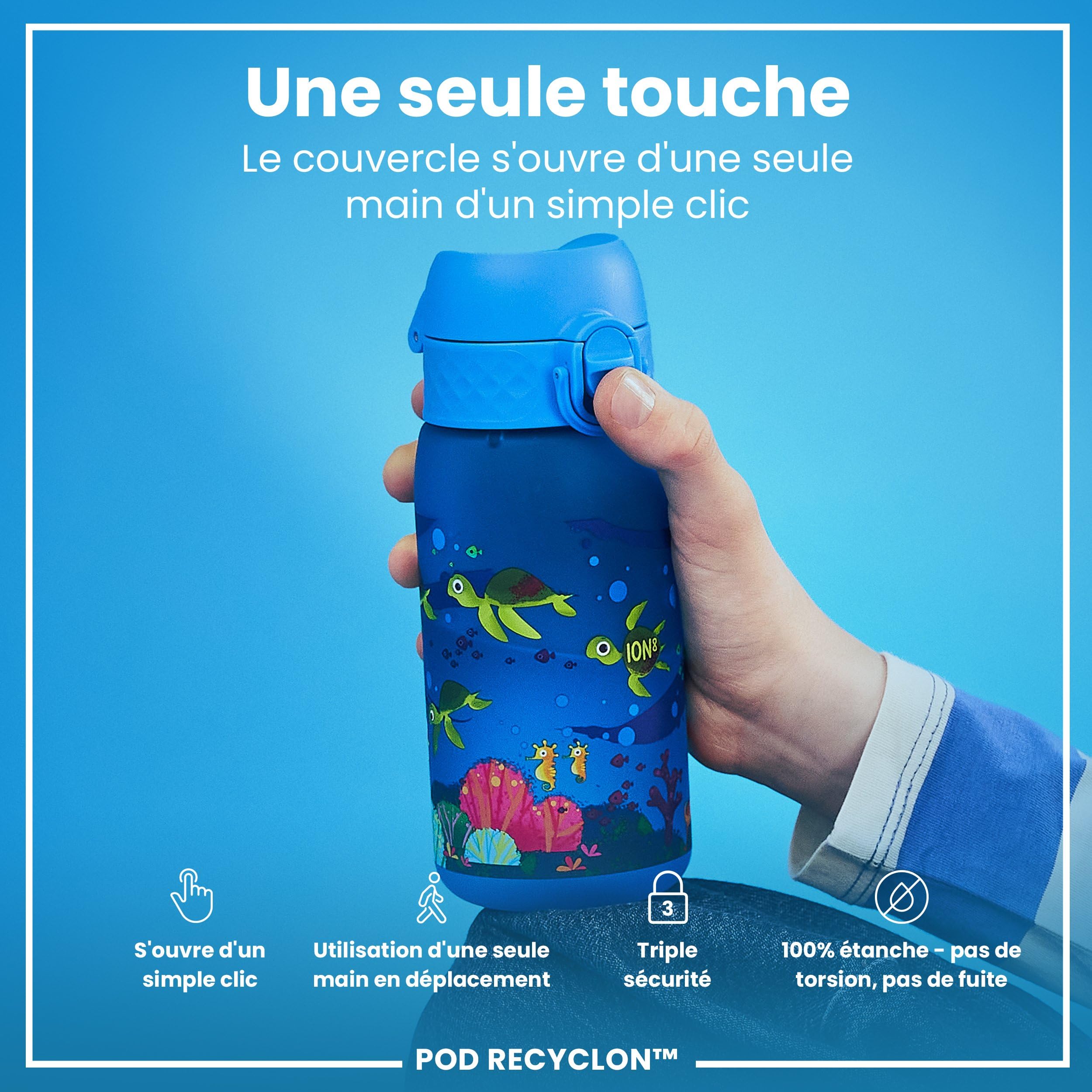 Ion8 Gourde Enfant 350ml Anti-Fuite Verrouillage Sécurisé Sans BPA Lavable Lave-Vaisselle