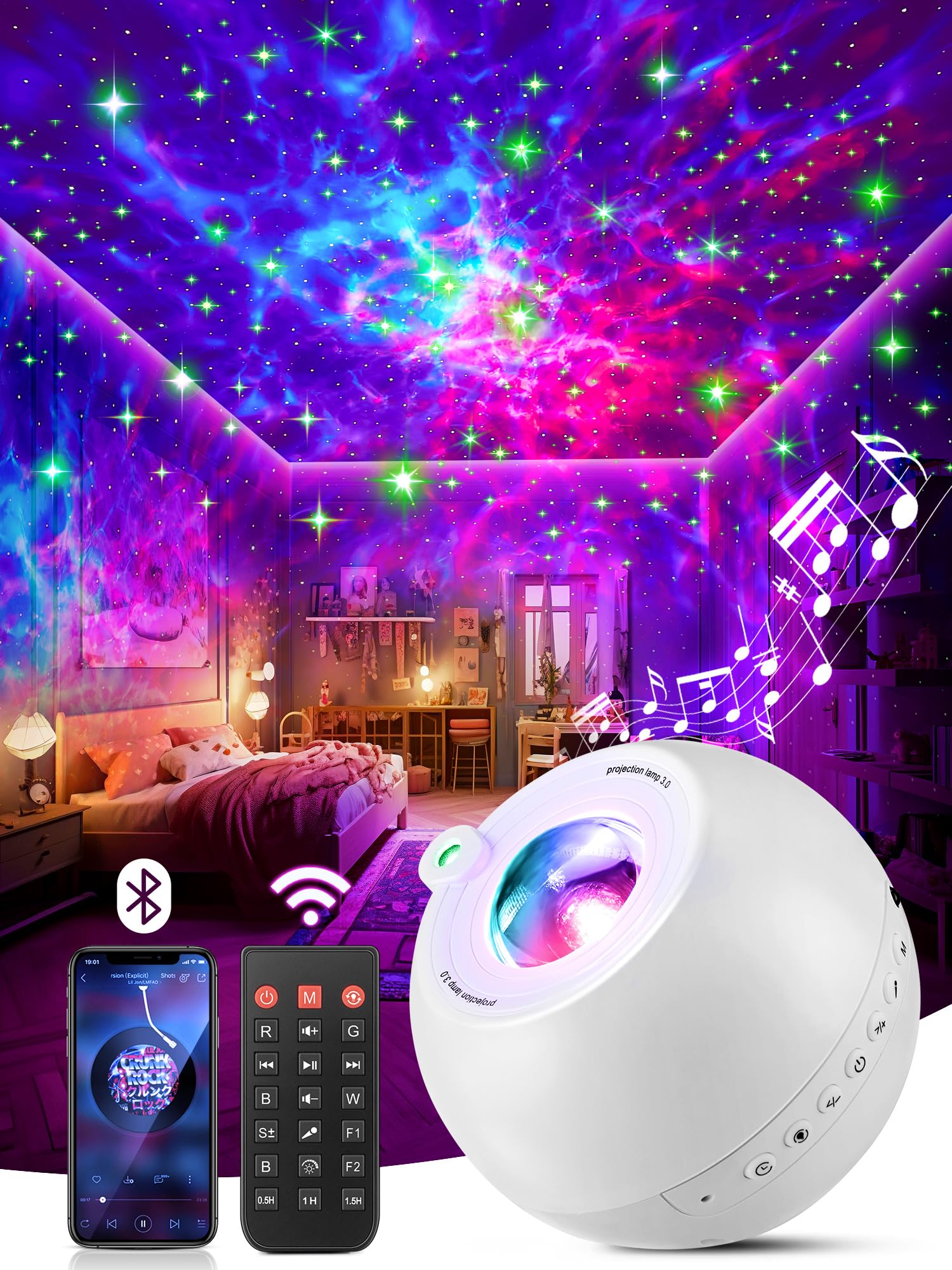 One Fire Christmas Gifts for Teen Girl Gifts Trendy Stuff Lava Lamp Women Gifts for Teen Boys Gift Ideas Galaxy Projector Birthday Gifts 15 Colors+15 White Noise+ Bluetooth Star Projector Room Decor