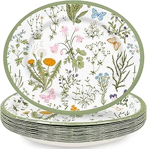Amazon.com: Generic AnyDesign Spring Paper Plates Oval Wildflower ...