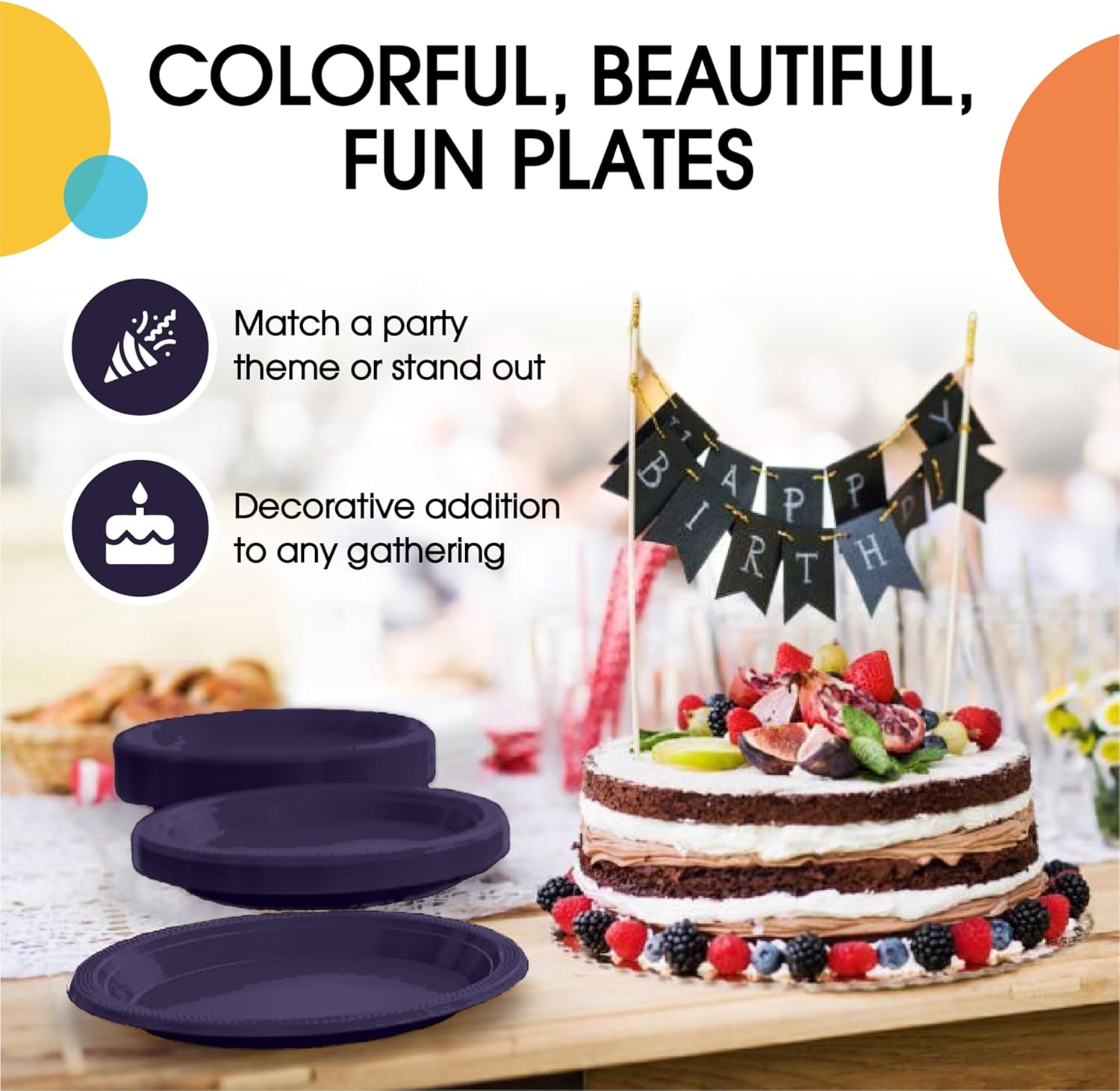 Exquisite Party Solids Navy Plastic Plates For Party 7" Navy Disposable Plates Heavy Duty 100 Pcs Plastic Dinnerware Sets Heavy Duty 350 GSM Disposable Dinnerware Set