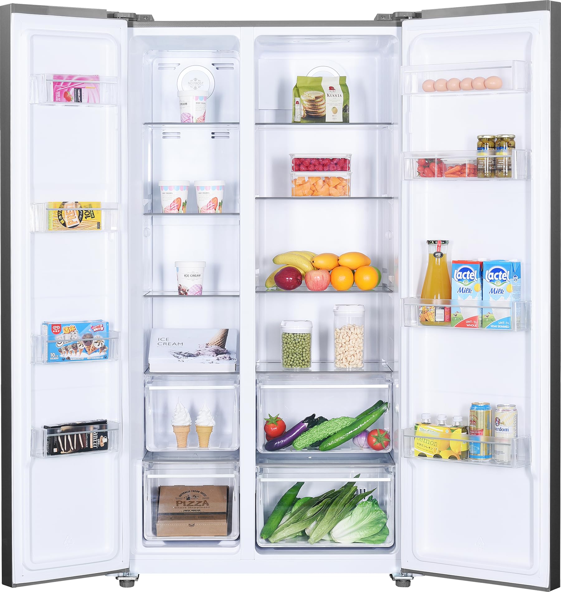 Beko GNO5322XPN Side-by-Side, Kühlschrank, Gefrierschrank, 532 l Gesamtvolumen, 347 Liter Kühlbereich, 185 Liter Gefrierbereich, Multifunktionsdisplay, Schnellkühlen, Türalarm, Edelstahl-Look