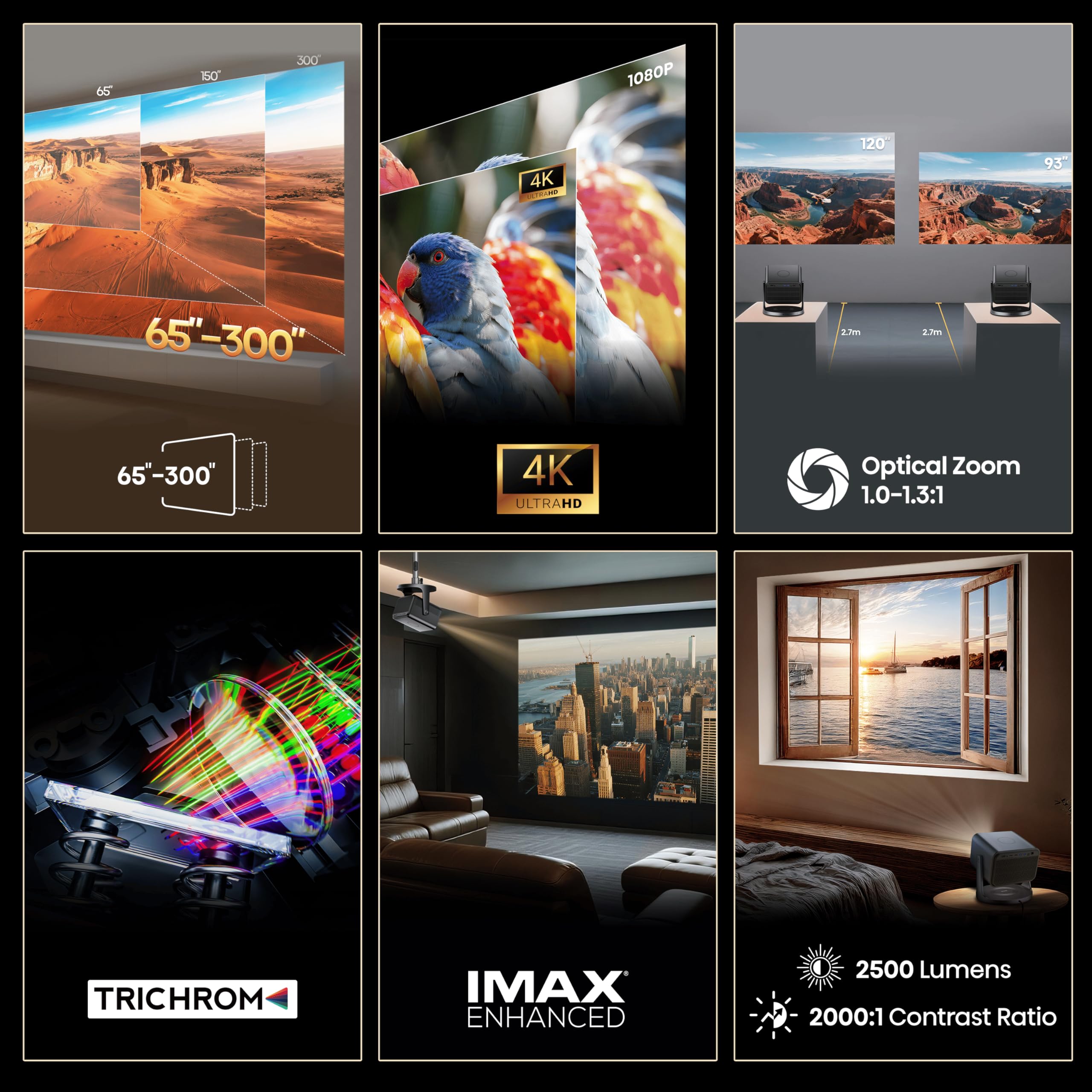 Hisense C3 Projecteur Triple Laser 4K UHD Gris – 2500 Lumens, IMAX Enhanced, Son JBL 20W, Image de 65 à 300 Pouces, Dolby Vision, HDR10+, VIDAA Smart TV, WiFi 6e, Bluetooth 5.3