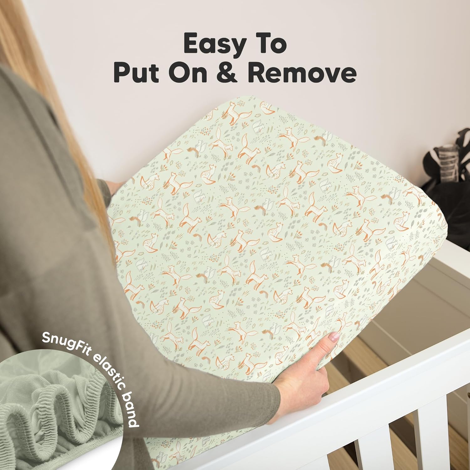 KeaBabies 2-Pack Organic Crib Sheets for Boys, Girls - 52x28 Fitted Crib Mattress Sheet Neutral, Breathable Jersey Cotton Cover for Baby Bed, Toddler Mattress, Soft & Cute Prints (Foxtrot) - Image 6