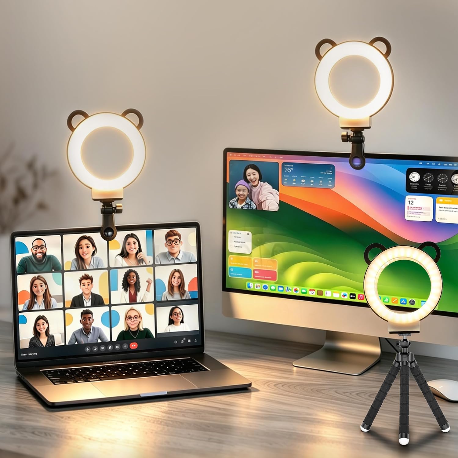 4” Ring Light for Laptop Desk Clip On, Computer Video Conference Lighting