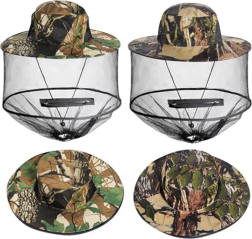 Miniatura 2 de Sucrain Paquete de 2 sombreros de red de mosquitos, sombrero de sol, sombrero de jardín con malla de red oculta para jardinería al aire libre