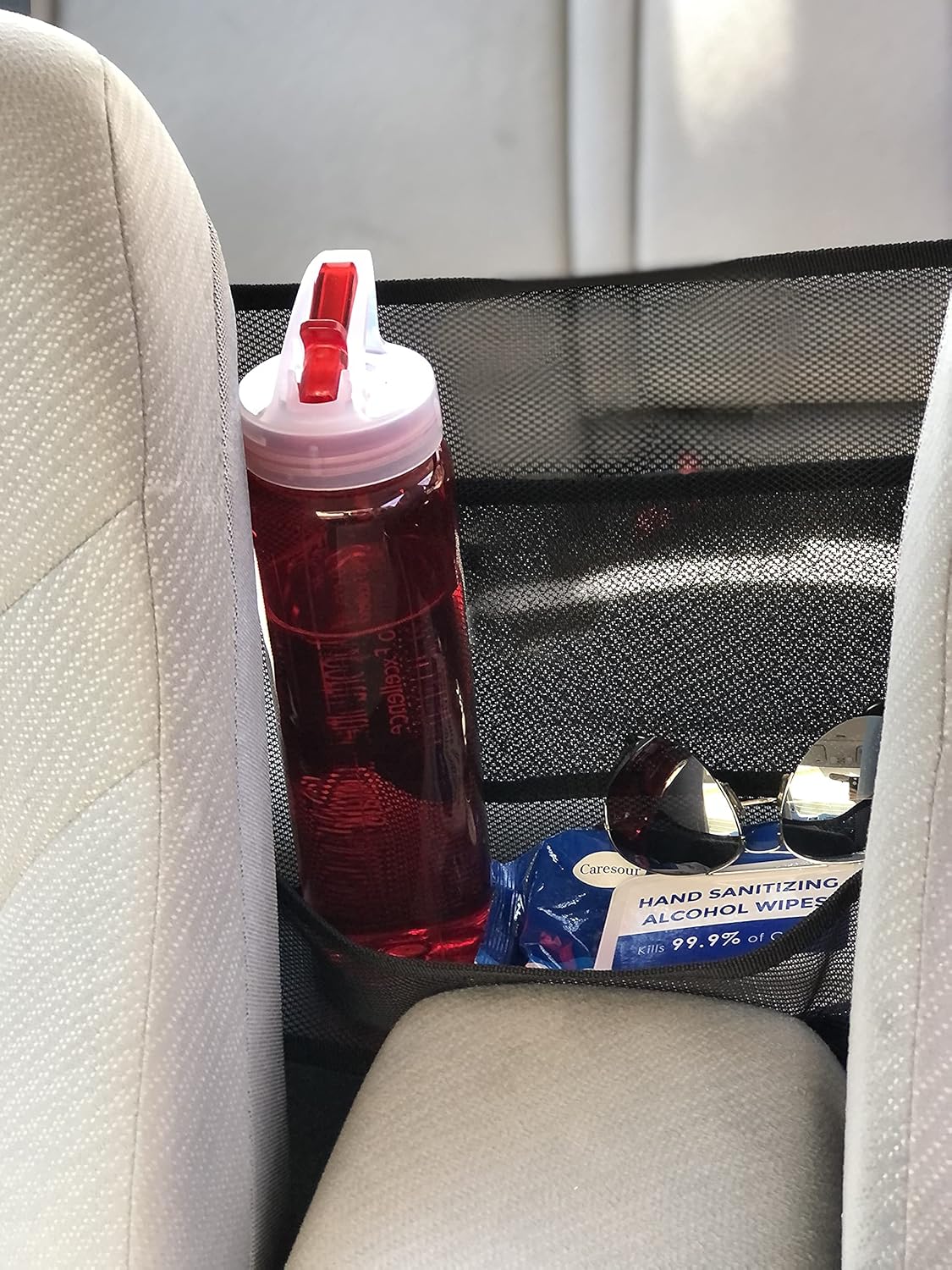 SHASTA Car Net Pocket Handbag Holder,Backseat Organizer,Car Mesh Organizer,Driver Storage Netting Pouch,Car Storage for Purse Phone Documents,Pet Dog Barrier Between Seats. Photo