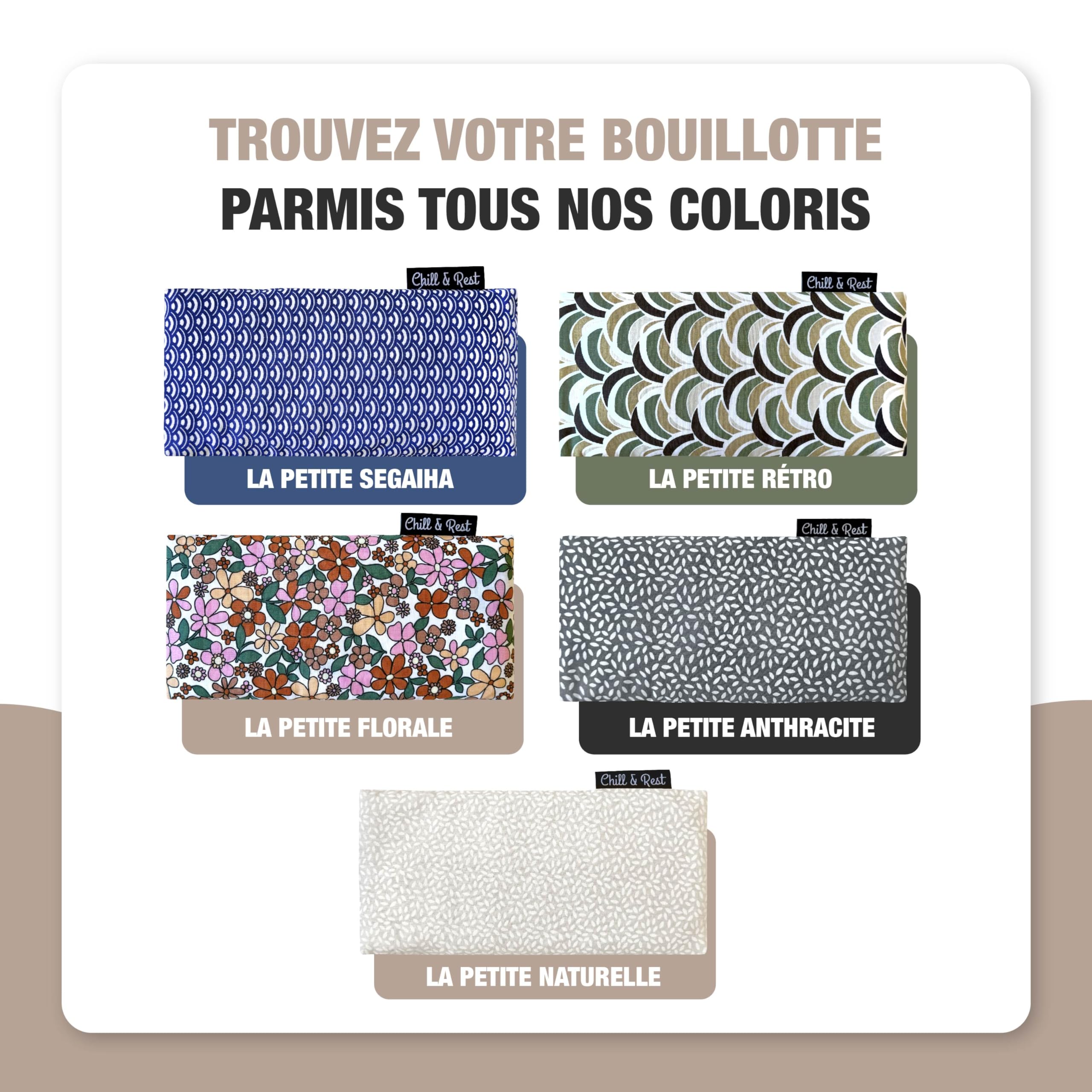 Chill&Rest - Petite bouillotte micro-ondes déhoussable - Fabriquée en France - Patch chauffant - Bouillotte enfant - Coussin chauffant nuque - Regles douloureuses - Cadeau - Beige - La Naturelle